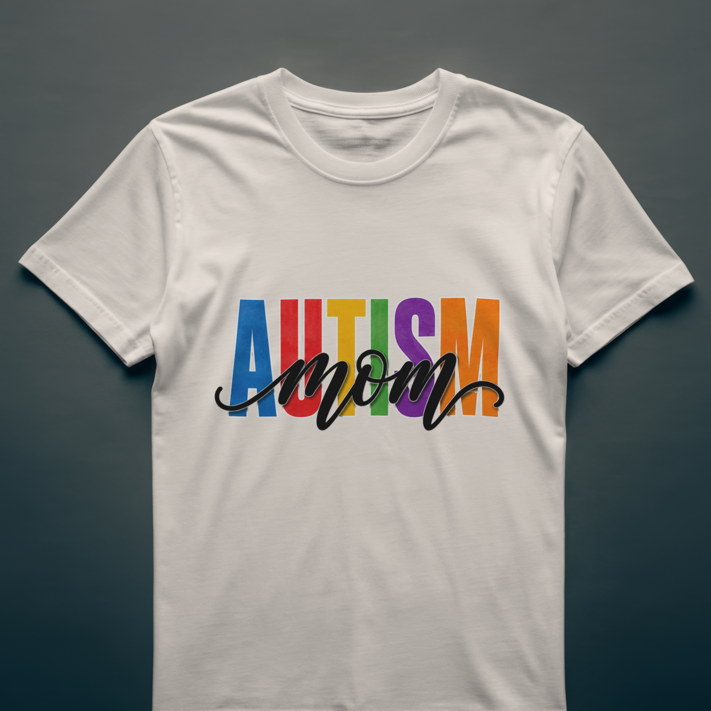 Autism Mom Shirt Autism Mom T Shirt Rainbow Block Letter Tee Script Mom Graphic Autism Awareness Autism Acceptance Gift for Mom