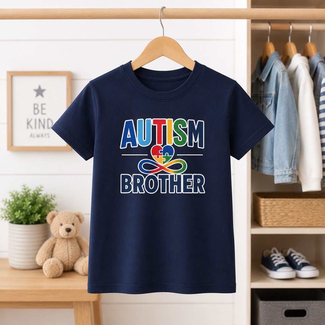 Autism Brother Youth Tee | Puzzle Heart Infinity Awareness Shirt