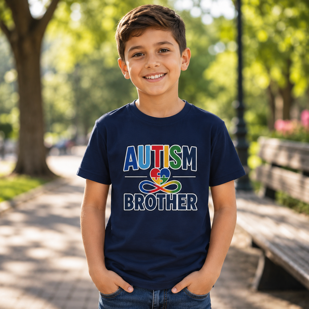 Autism Brother Youth Tee | Puzzle Heart Infinity Awareness Shirt