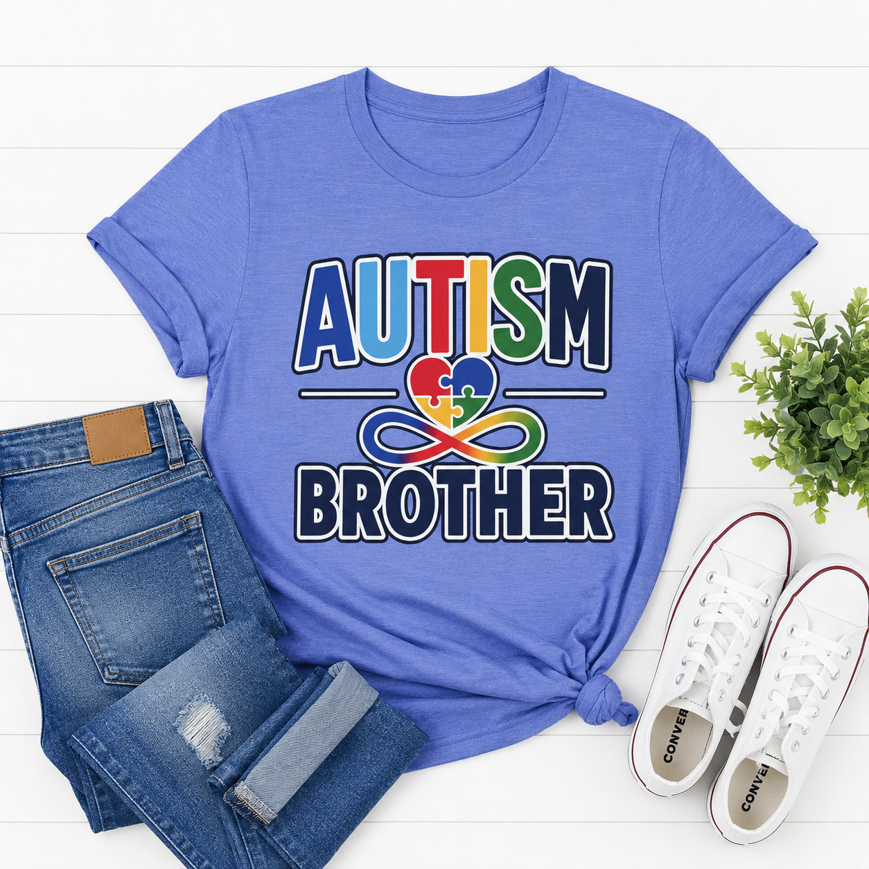 Autism Puzzle Heart Brother T-Shirt | Rainbow Awareness Tee