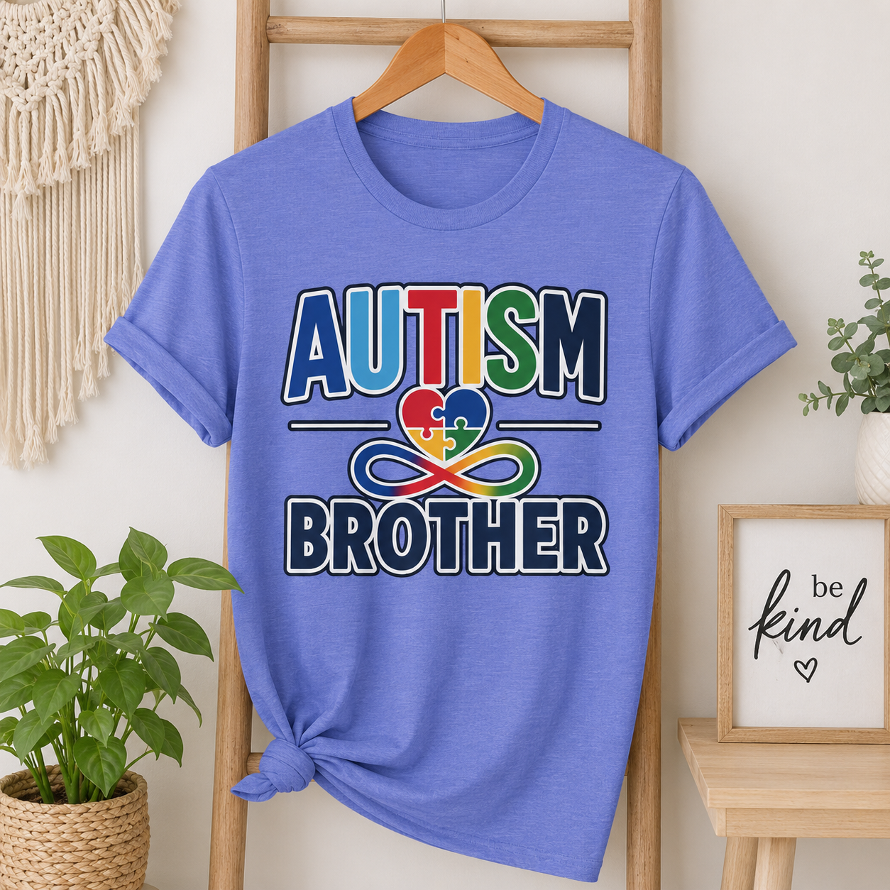 Autism Puzzle Heart Brother T-Shirt | Rainbow Awareness Tee