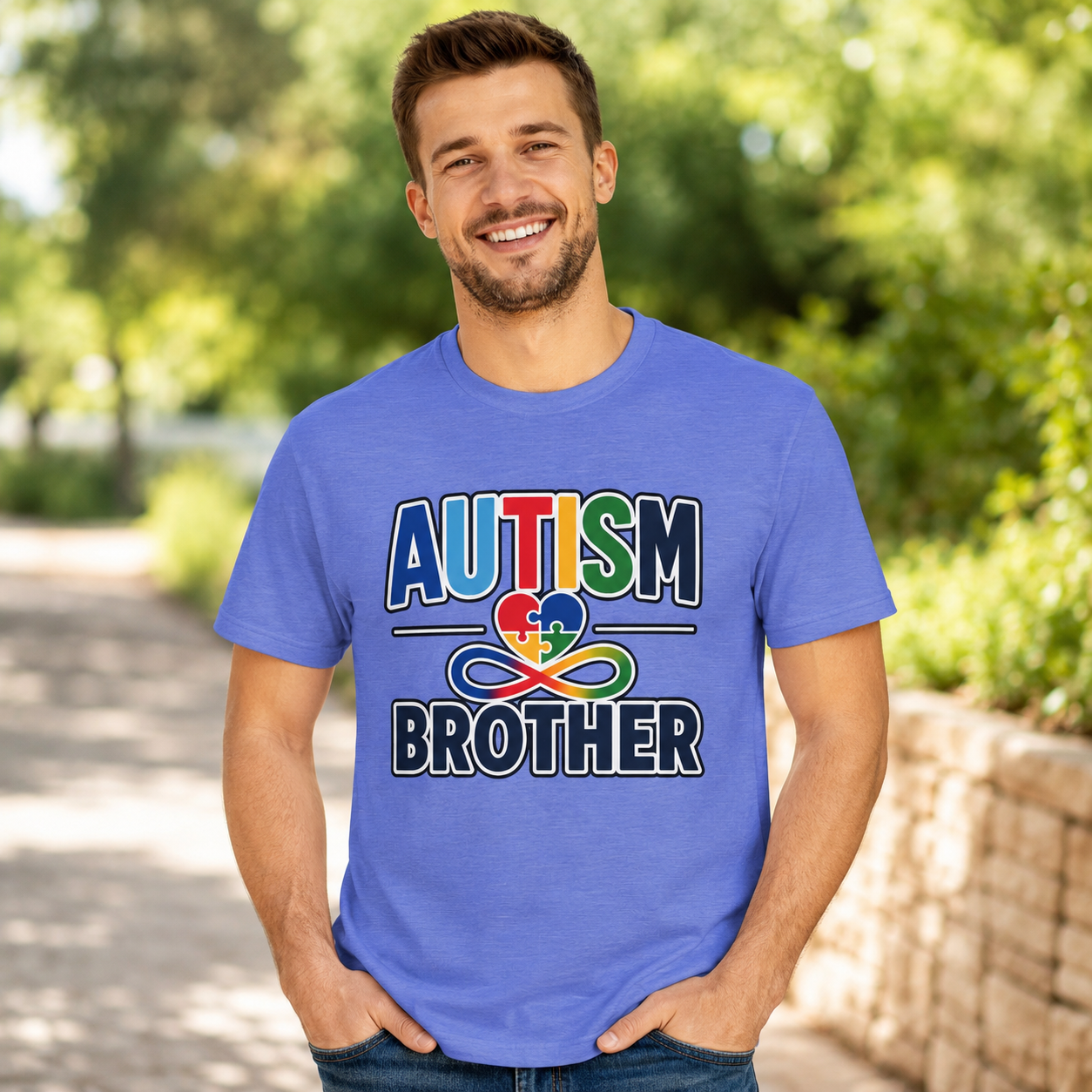 Autism Puzzle Heart Brother T-Shirt | Rainbow Awareness Tee