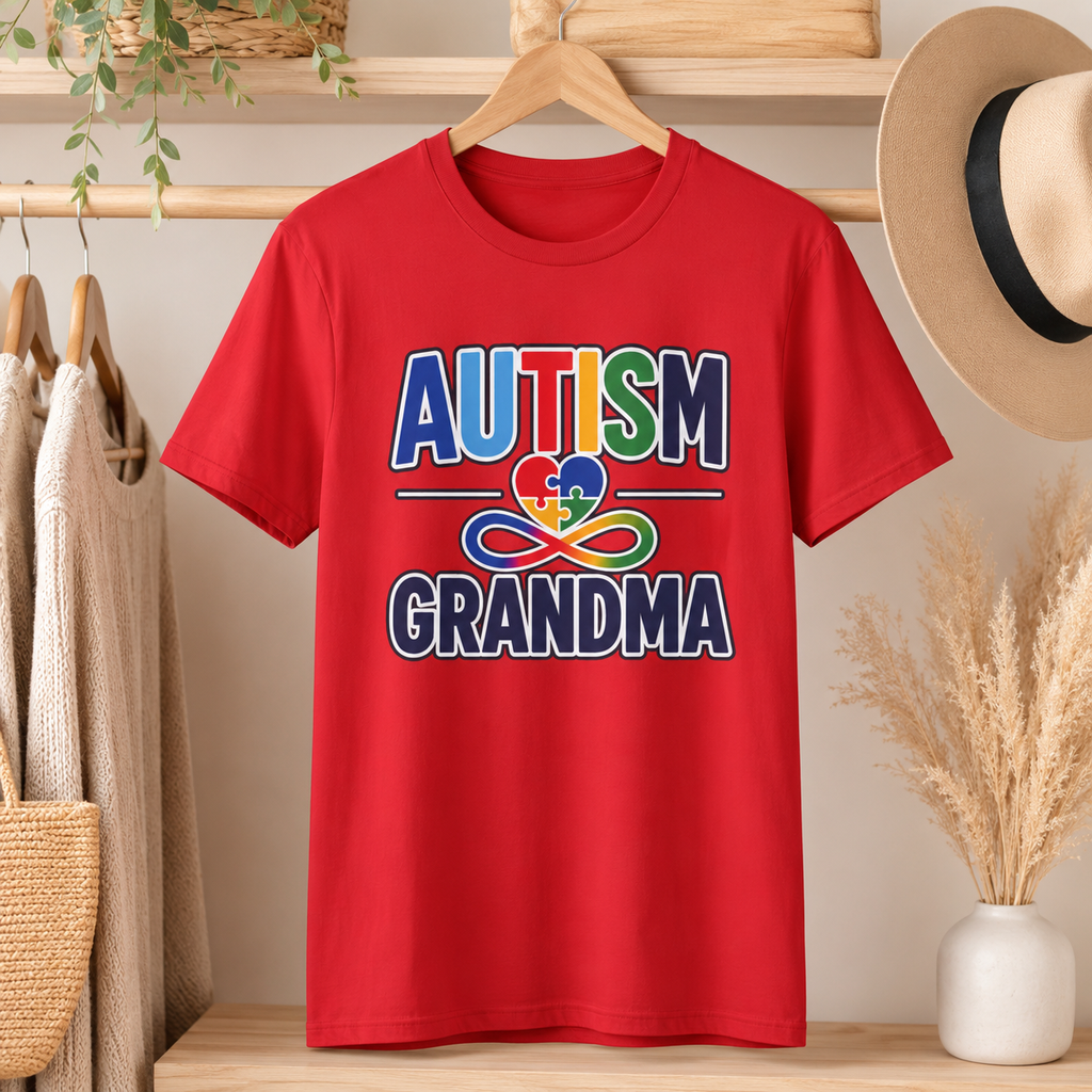 Autism Heart Puzzle Infinity Grandma T-Shirt | Awareness Colors