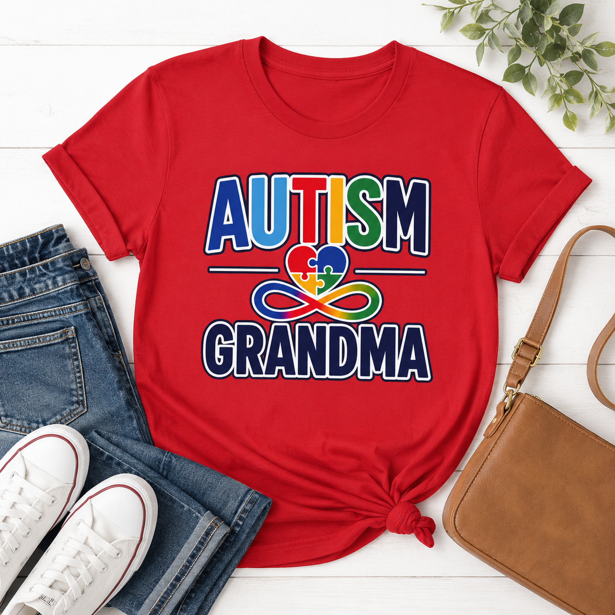 Autism Heart Puzzle Infinity Grandma T-Shirt | Awareness Colors