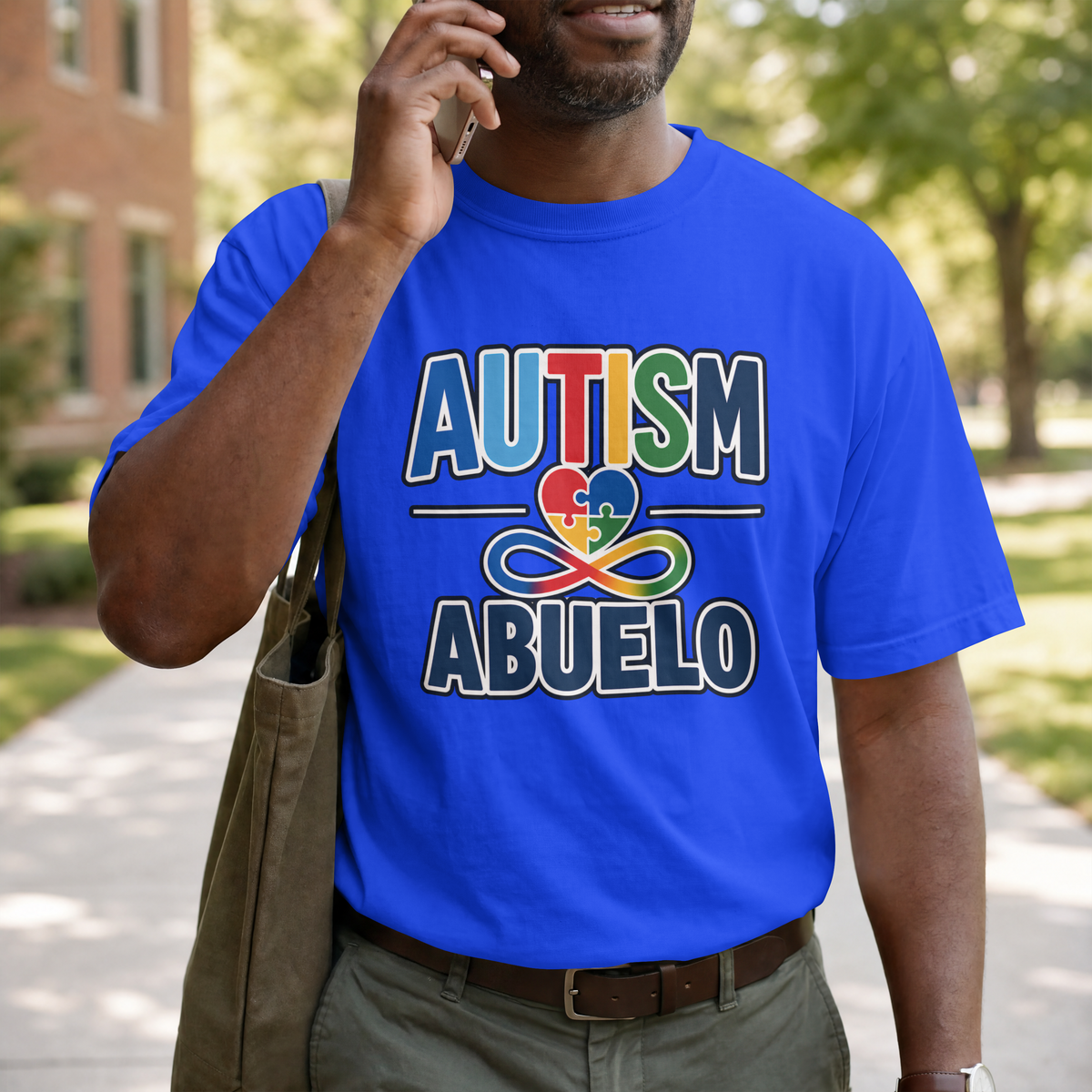 Autism Puzzle Heart Infinity Abuelo T-Shirt | Grandfather Awareness Tee