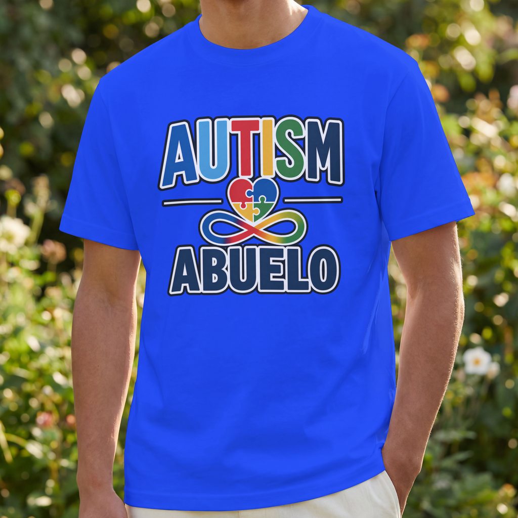 Autism Puzzle Heart Infinity Abuelo T-Shirt | Grandfather Awareness Tee