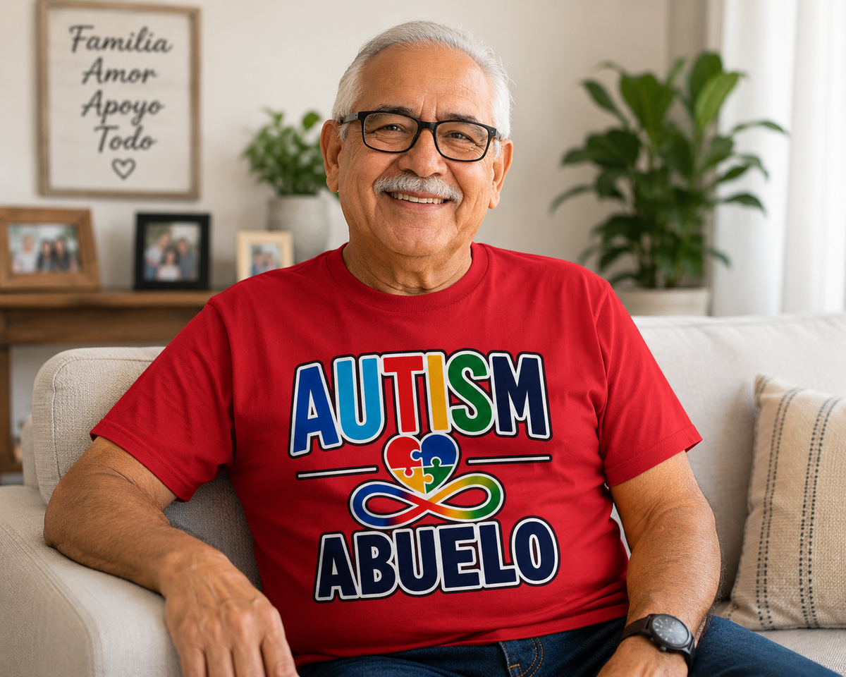 Autism Puzzle Heart Infinity Abuelo T-Shirt | Grandfather Awareness Tee