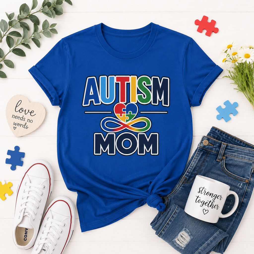 Autism Mom Heart Puzzle Infinity Shirt, Autism Awareness T-Shirt, Autism Acceptance Mom Gift, Neurodiversity Family Apparel