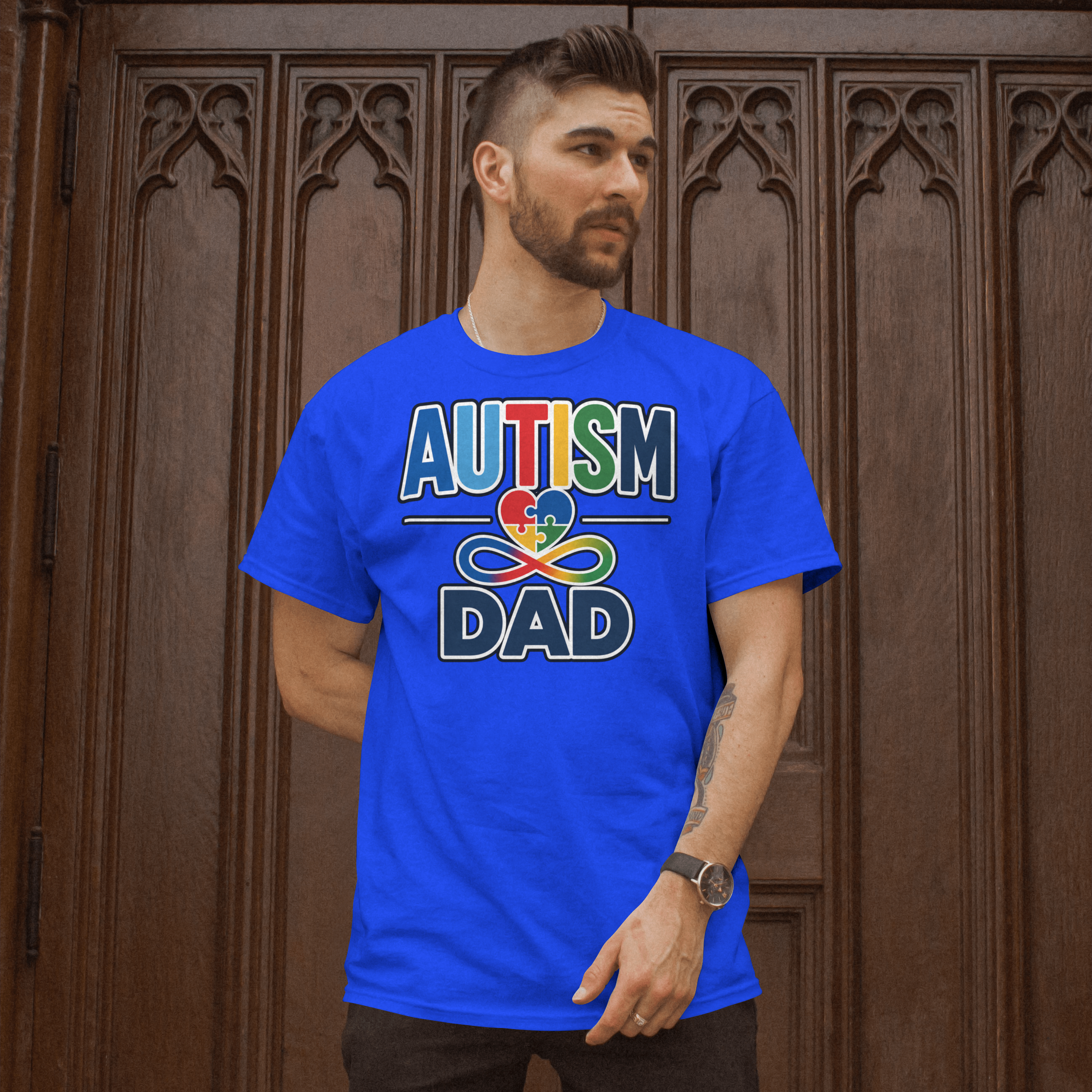 Autism Dad Heart Puzzle Infinity Shirt, Autism Awareness T-Shirt, Autism Acceptance Dad Gift, Neurodiversity Family Apparel