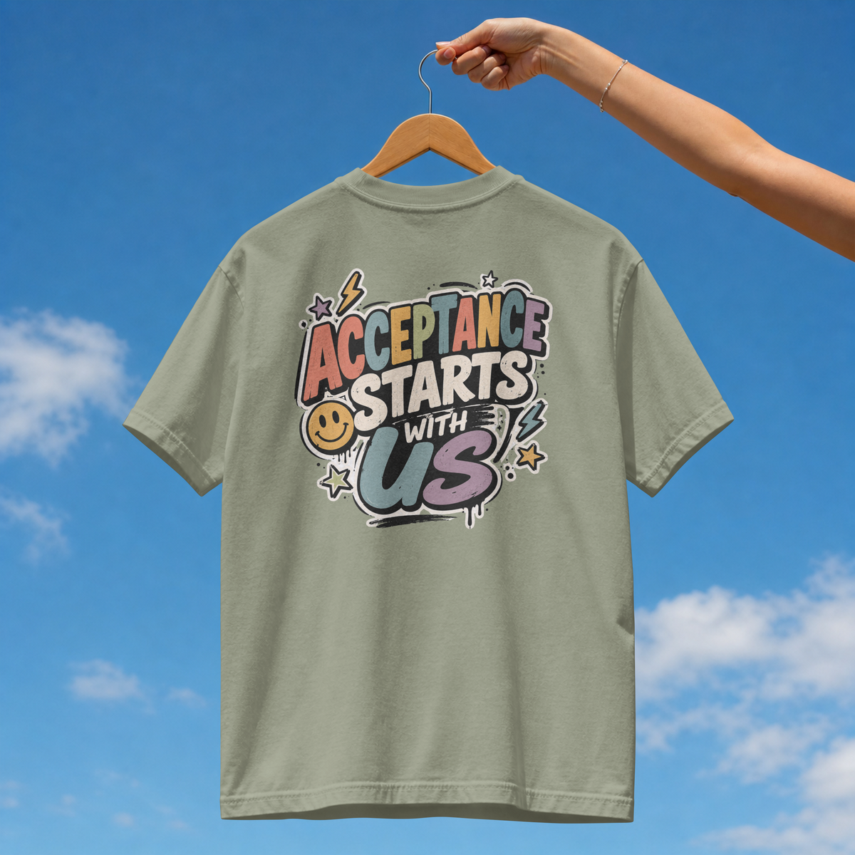 Acceptance Starts With Us T-Shirt, Positive Message Graphic Tee, Autism Acceptance Shirt, Inclusion Advocate Gift, Special Ed Teacher