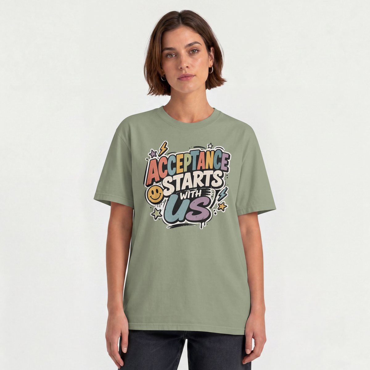 Acceptance Starts With Us T-Shirt, Positive Message Graphic Tee, Autism Acceptance Shirt, Inclusion Advocate Gift, Special Ed Teacher