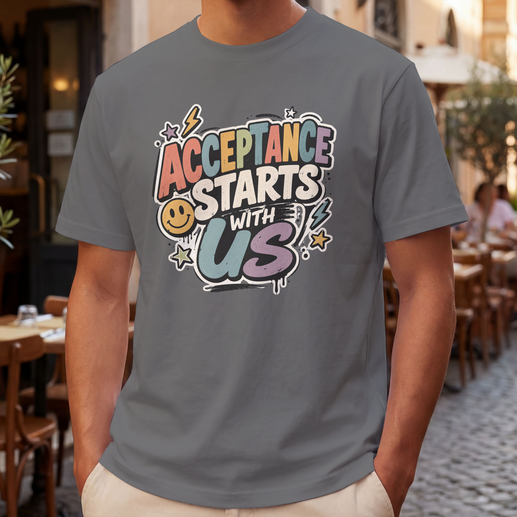 Acceptance Starts With Us T-Shirt, Positive Message Graphic Tee, Autism Acceptance Shirt, Inclusion Advocate Gift, Special Ed Teacher
