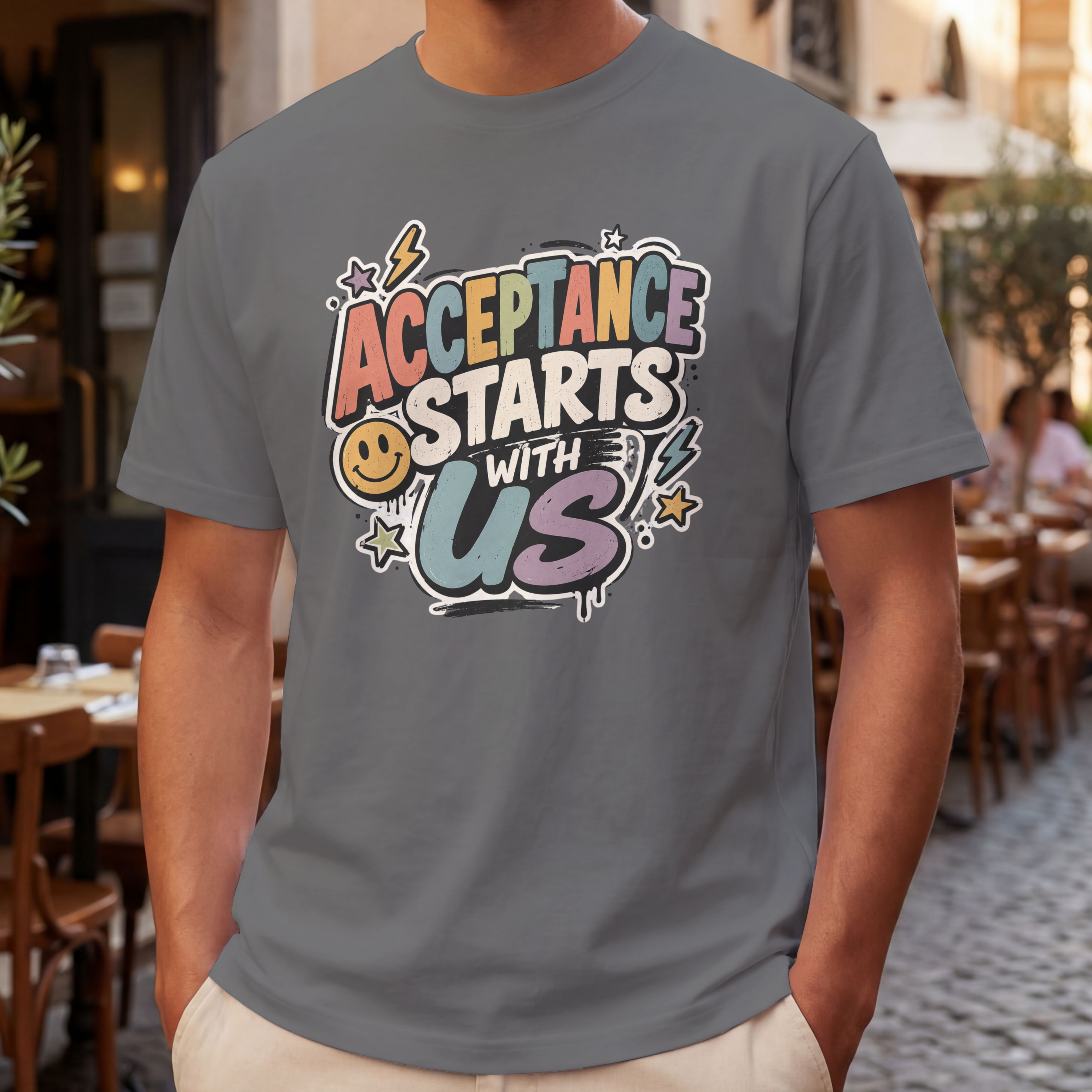 Acceptance Starts With Us T-Shirt, Positive Message Graphic Tee, Autism Acceptance Shirt, Inclusion Advocate Gift, Special Ed Teacher