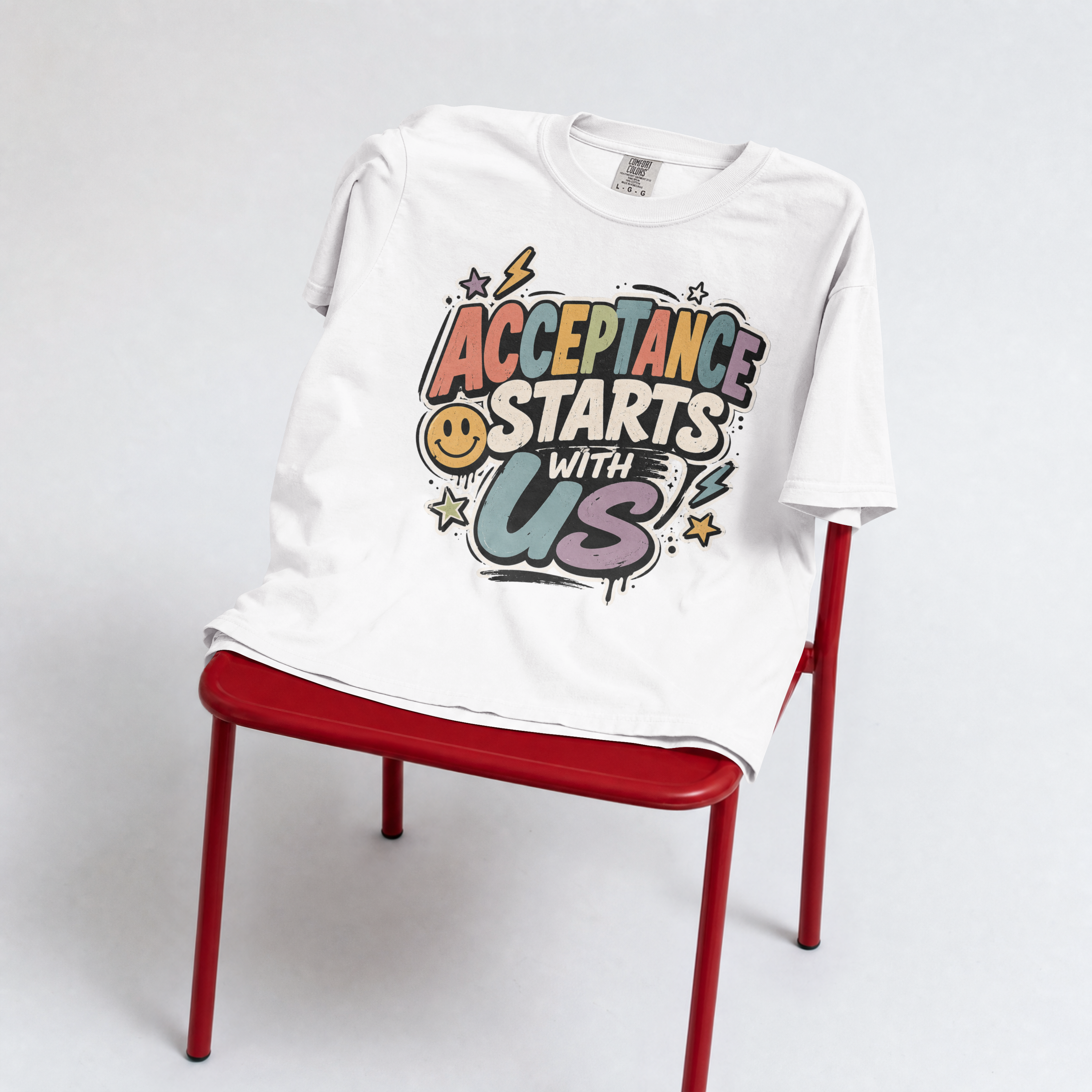 Acceptance Starts With Us T-Shirt, Positive Message Graphic Tee, Autism Acceptance Shirt, Inclusion Advocate Gift, Special Ed Teacher