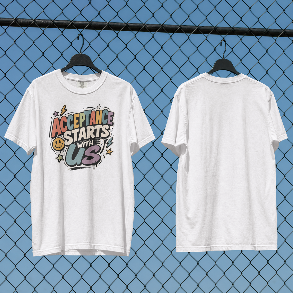 Acceptance Starts With Us T-Shirt, Positive Message Graphic Tee, Autism Acceptance Shirt, Inclusion Advocate Gift, Special Ed Teacher