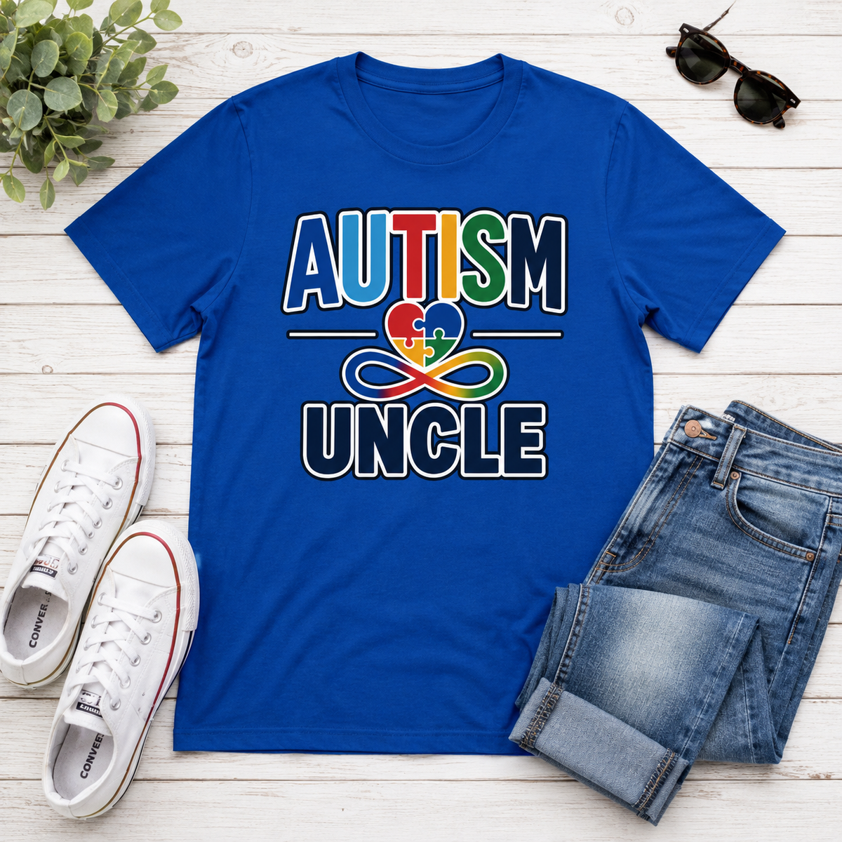 Autism Uncle Shirt, Puzzle Heart Neurodiversity Support Tee, Autism Awareness Uncle Gift, Autism Acceptance Family T-Shirt