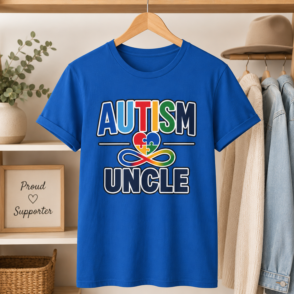 Autism Uncle Shirt, Puzzle Heart Neurodiversity Support Tee, Autism Awareness Uncle Gift, Autism Acceptance Family T-Shirt