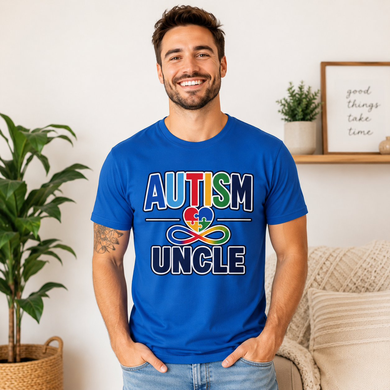 Autism Uncle Shirt, Puzzle Heart Neurodiversity Support Tee, Autism Awareness Uncle Gift, Autism Acceptance Family T-Shirt