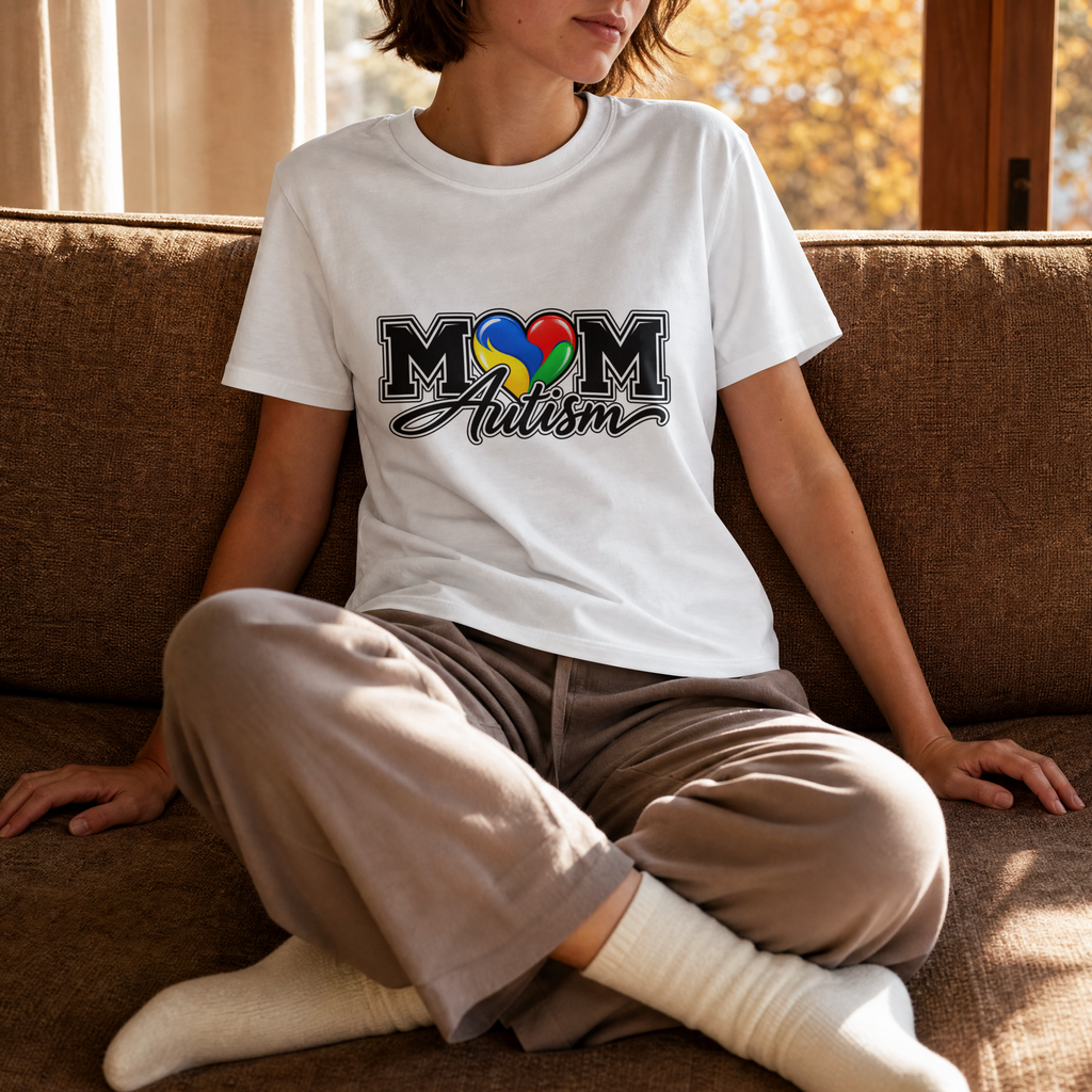 Mom Autism Heart T-Shirt, Autism Awareness Mom Tee, Autism Mom Gift Shirt, Autism Acceptance Family Apparel, Neurodiversity Gift