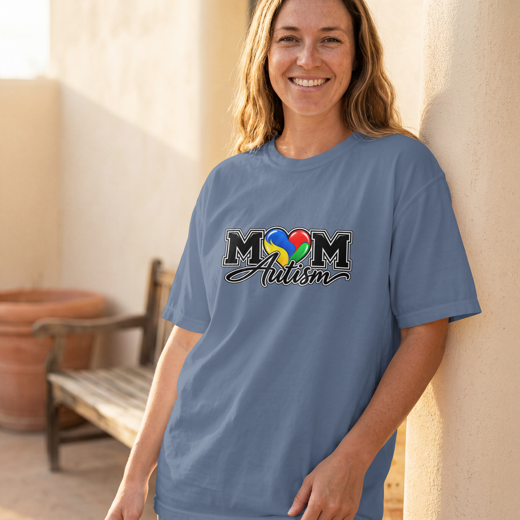 Mom Autism Heart T-Shirt, Autism Awareness Mom Tee, Autism Mom Gift Shirt, Autism Acceptance Family Apparel, Neurodiversity Gift
