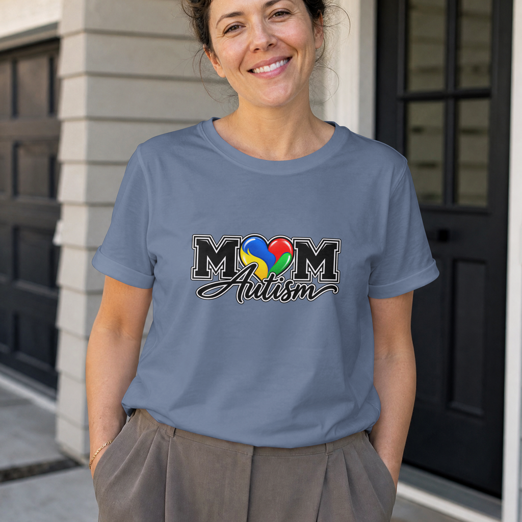 Mom Autism Heart T-Shirt, Autism Awareness Mom Tee, Autism Mom Gift Shirt, Autism Acceptance Family Apparel, Neurodiversity Gift
