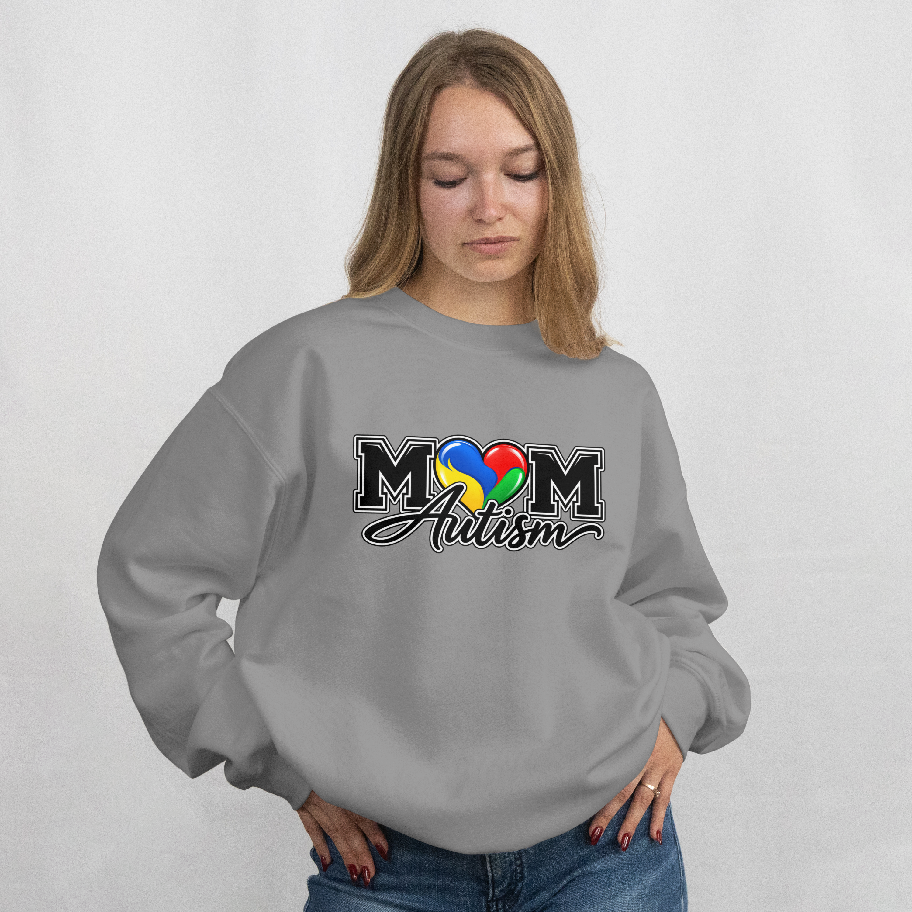 Mom Autism Crewneck, Puzzle Heart Awareness Sweatshirt, Autism Mom Gift Hoodie, Autism Acceptance Family Apparel
