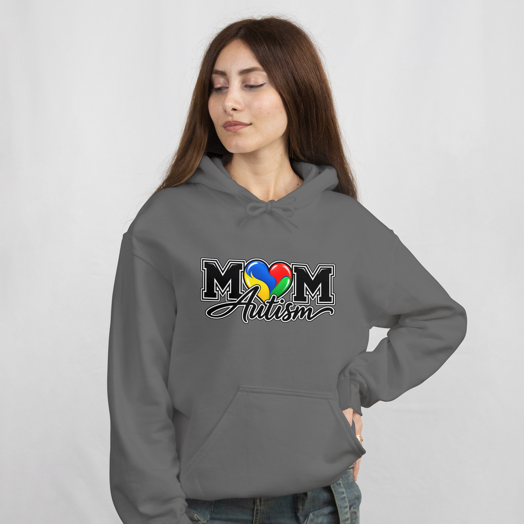 Mom Autism Heart Puzzle Hoodie, Autism Awareness Sweatshirt, Autism Mom Gift Crewneck, Autism Acceptance Family Apparel