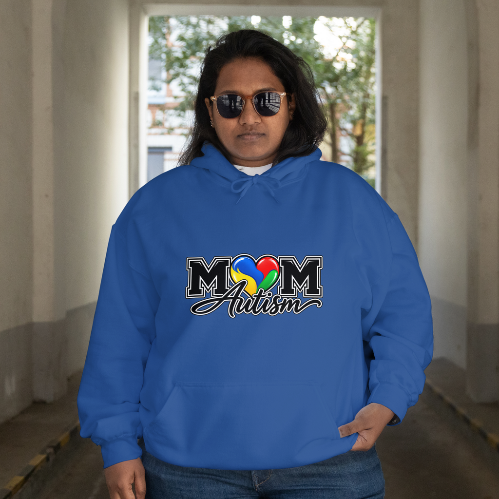 Mom Autism Heart Puzzle Hoodie, Autism Awareness Sweatshirt, Autism Mom Gift Crewneck, Autism Acceptance Family Apparel