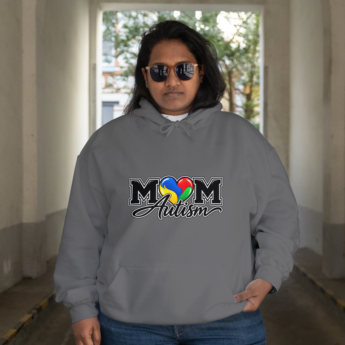 Mom Autism Heart Puzzle Hoodie, Autism Awareness Sweatshirt, Autism Mom Gift Crewneck, Autism Acceptance Family Apparel