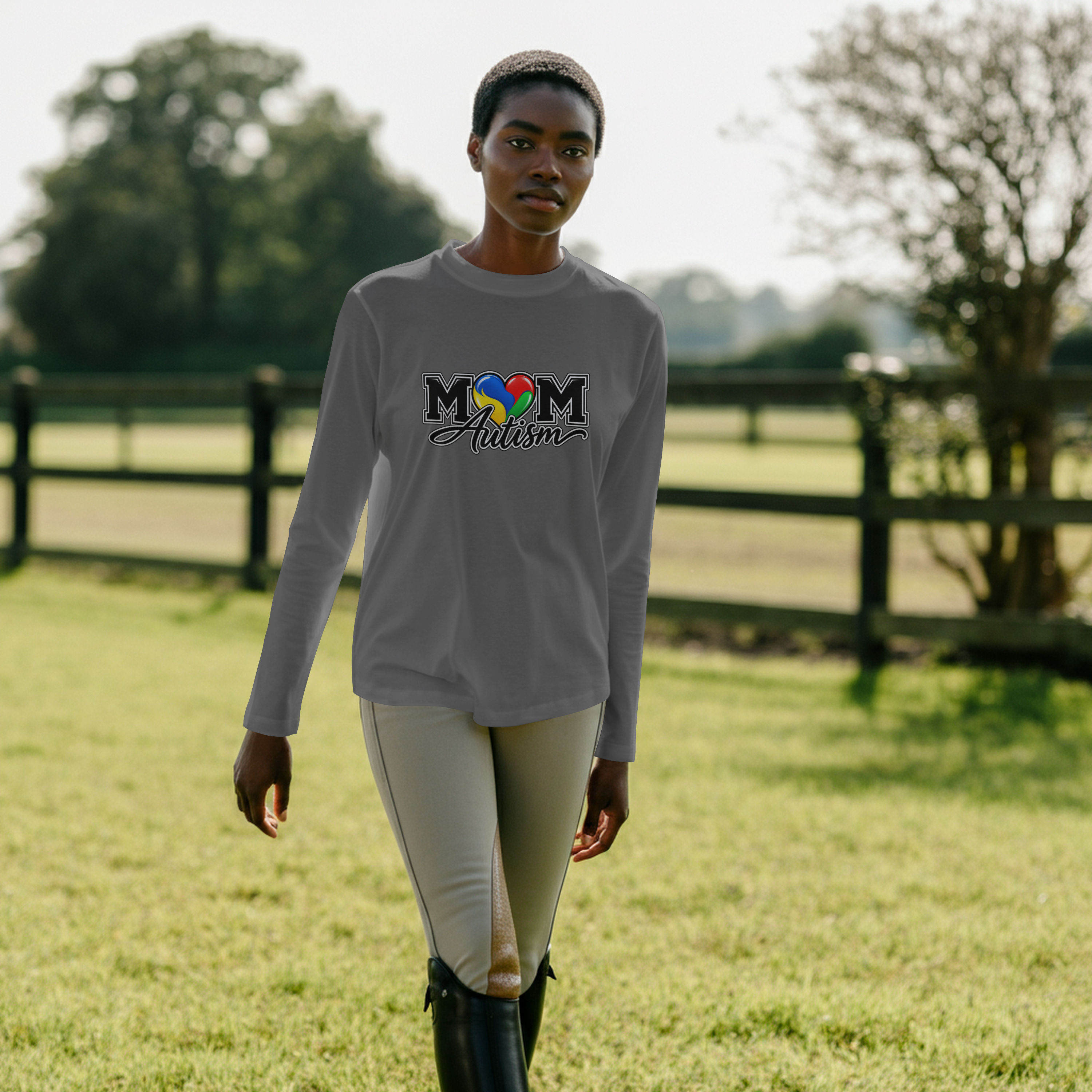Autism Mom Heart Puzzle Long Sleeve Tee, Rainbow Puzzle Awareness Shirt, Autism Mom Gift, Autism Acceptance Family Apparel