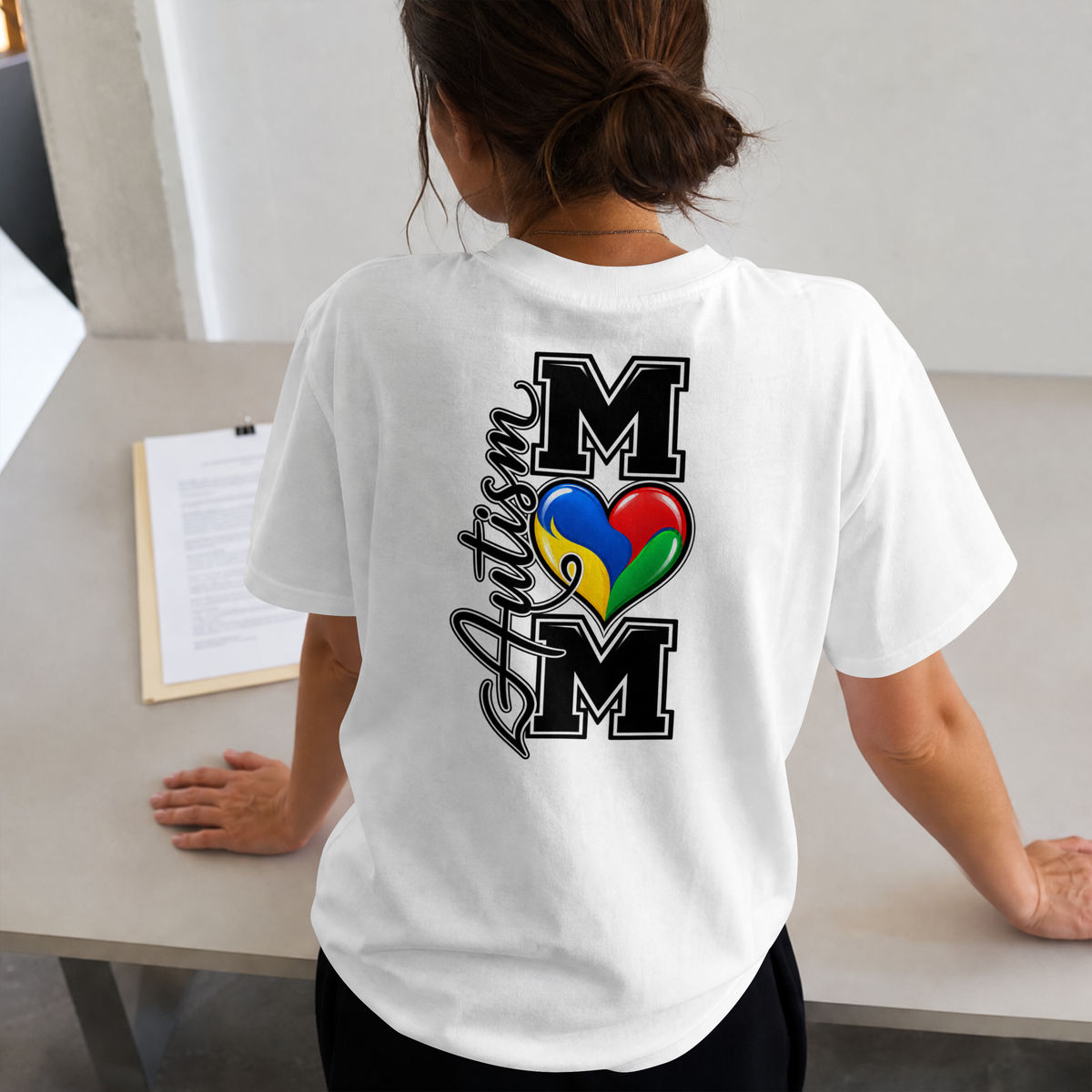 Autism Mom T-Shirt, Letter M Puzzle Heart Shirt, Autism Awareness Mom Tee, Autism Acceptance Gift, Neurodiversity Family Apparel