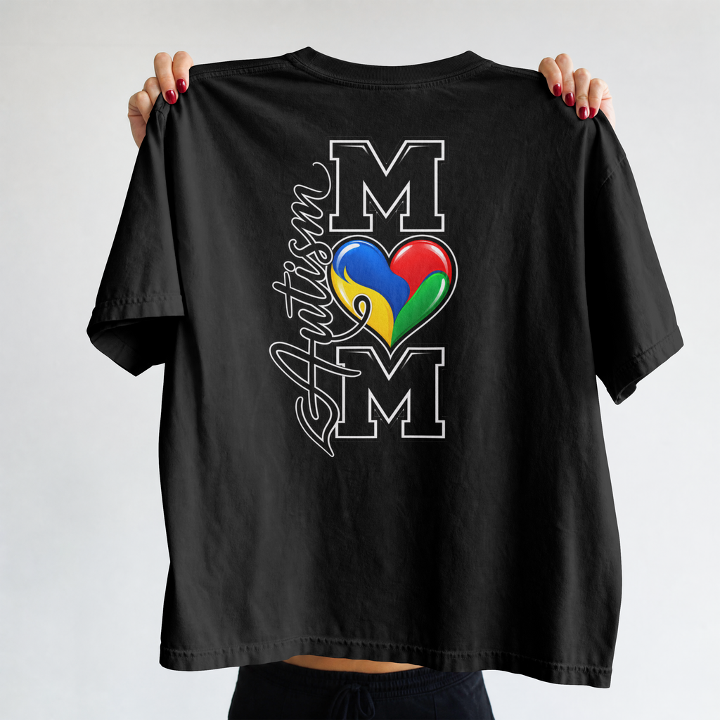 Autism Mom T-Shirt, Letter M Puzzle Heart Shirt, Autism Awareness Mom Tee, Autism Acceptance Gift, Neurodiversity Family Apparel