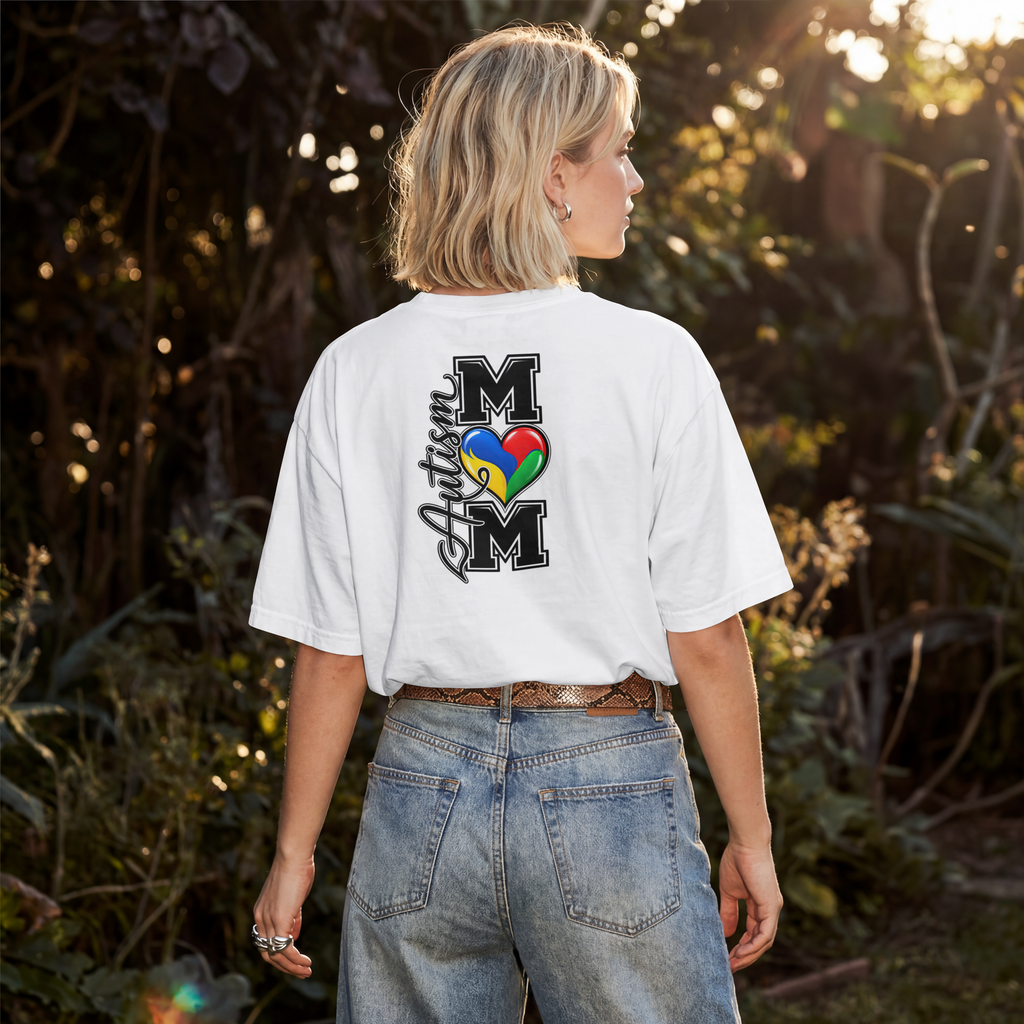 Autism Mom T-Shirt, Letter M Puzzle Heart Shirt, Autism Awareness Mom Tee, Autism Acceptance Gift, Neurodiversity Family Apparel