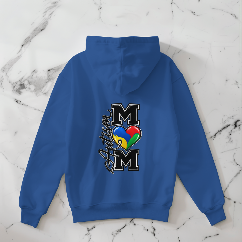 Autism Heart M Varsity Hoodie, Autism Awareness Sweatshirt, Autism Mom Gift Crewneck, Autism Acceptance Family Apparel
