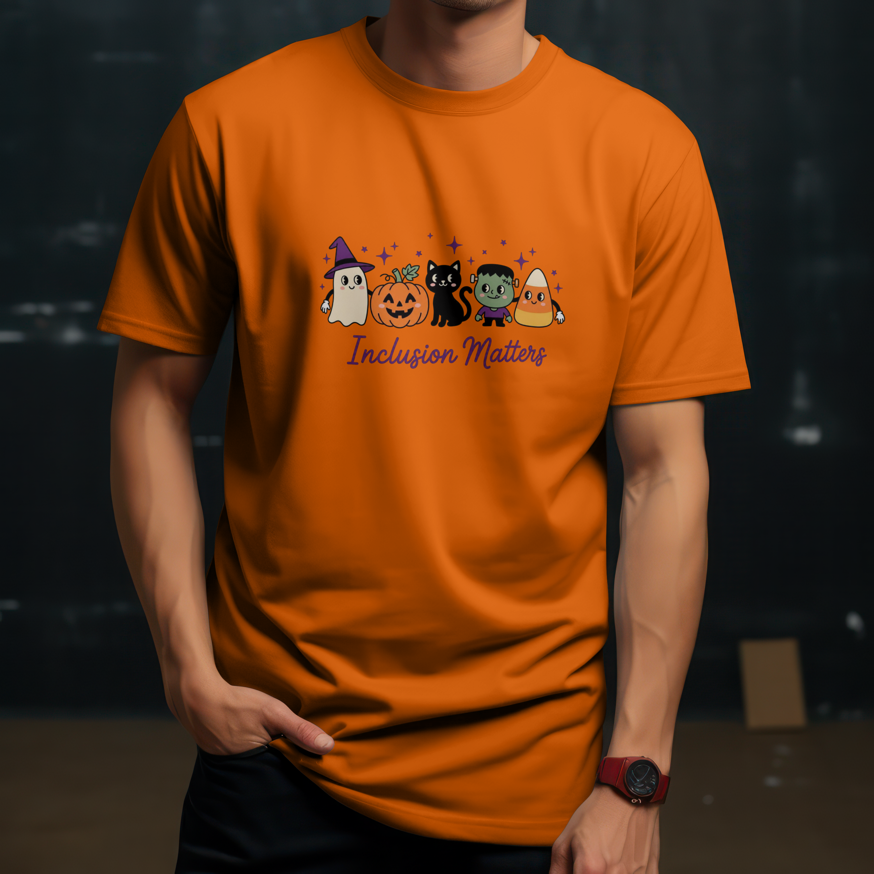 Inclusion Matters Halloween Characters Tee, Ghost Pumpkin Black Cat Candy Corn Shirt, Autism Acceptance Fall Halloween T-Shirtrn