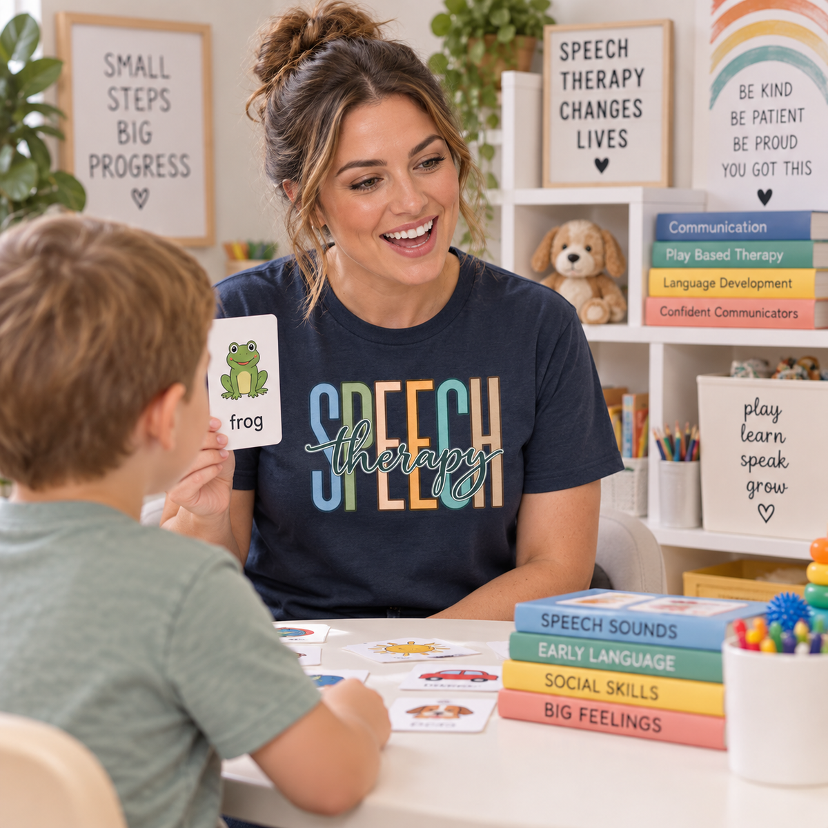 Speech Therapy T-Shirt | Retro Block Letter Speech Pathology Tee | SLP Gift Shirt | Pastel Speech Language Pathologist Shirt