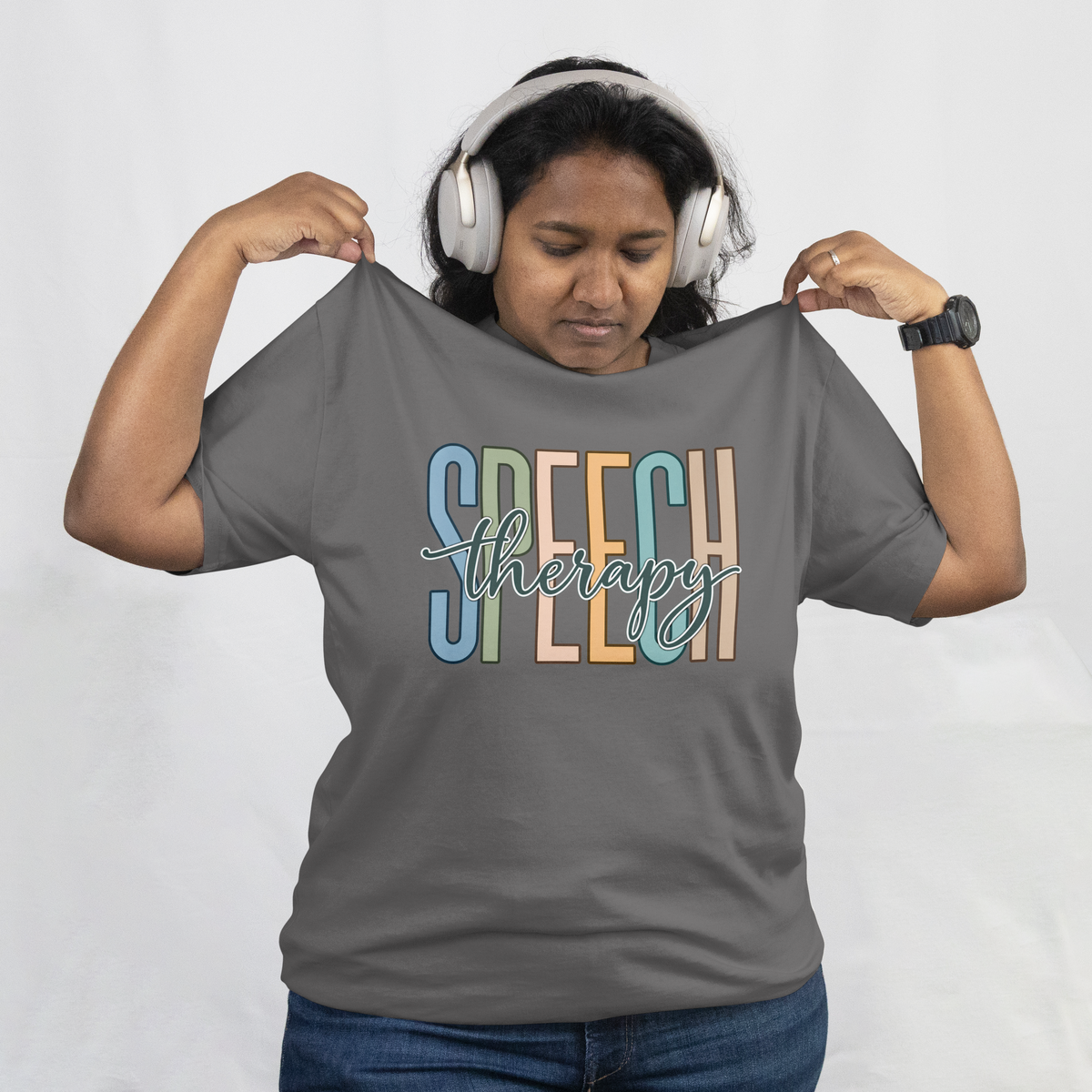 Speech Therapy T-Shirt | Retro Block Letter Speech Pathology Tee | SLP Gift Shirt | Pastel Speech Language Pathologist Shirt