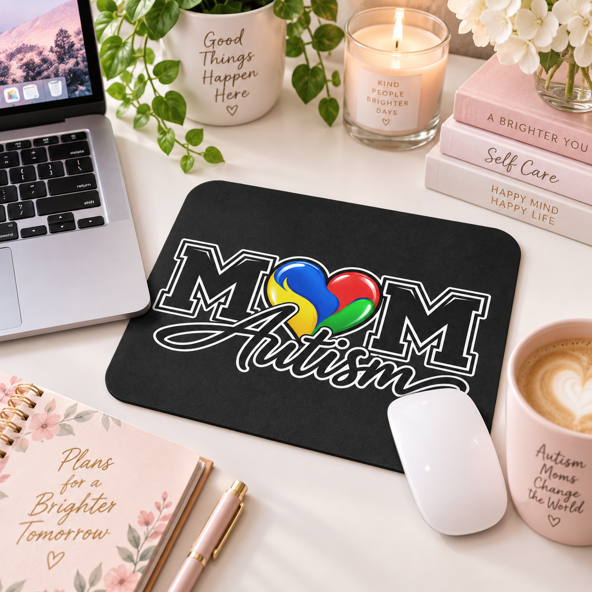 Autism Mom Mouse Pad | Heart Puzzle Support Desk Mat | Autism Awareness Gift | Neurodiversity Office Decor