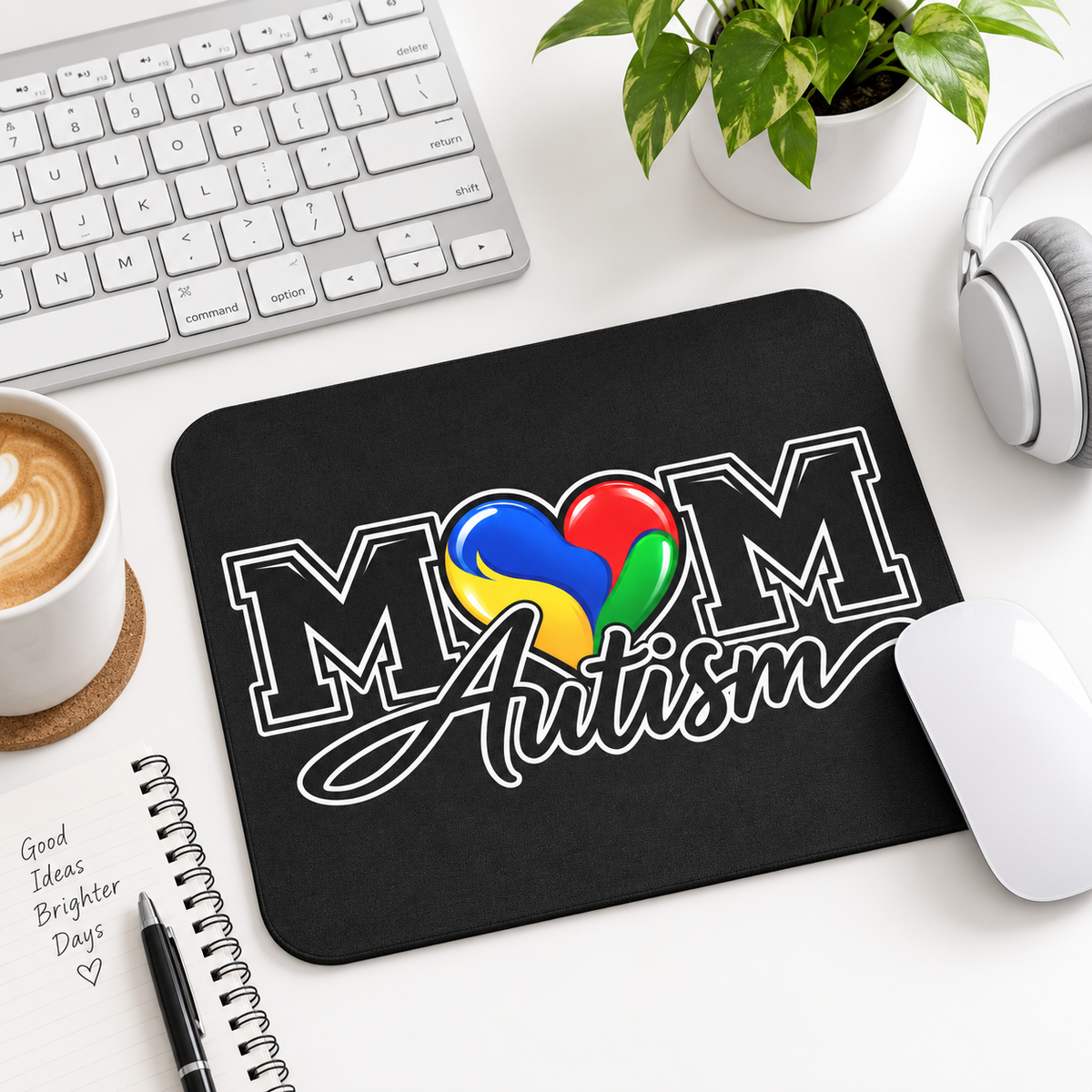 Autism Mom Mouse Pad | Heart Puzzle Support Desk Mat | Autism Awareness Gift | Neurodiversity Office Decor