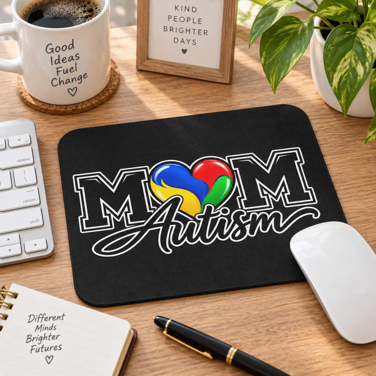Autism Mom Mouse Pad | Heart Puzzle Support Desk Mat | Autism Awareness Gift | Neurodiversity Office Decor