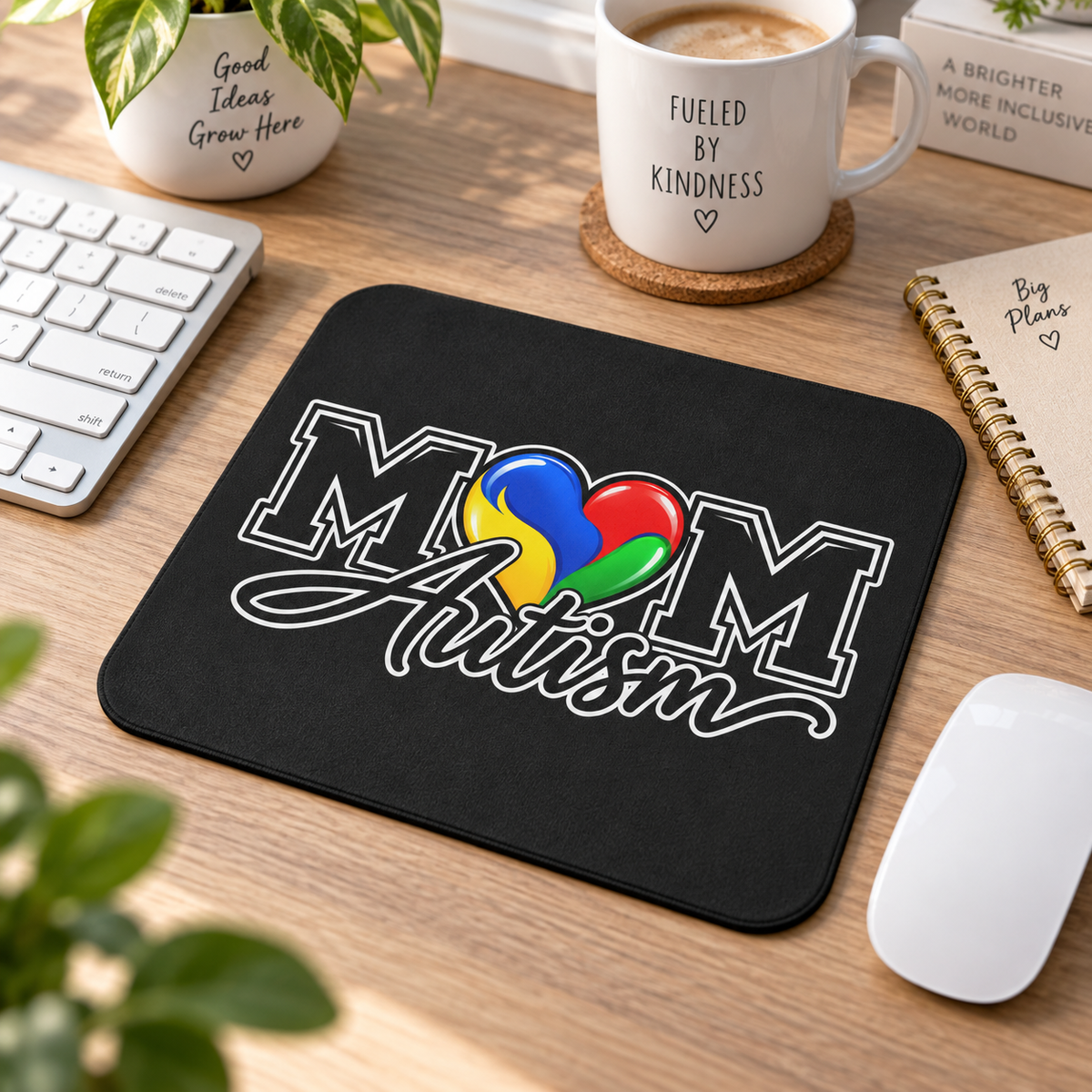 Autism Mom Mouse Pad | Heart Puzzle Support Desk Mat | Autism Awareness Gift | Neurodiversity Office Decor