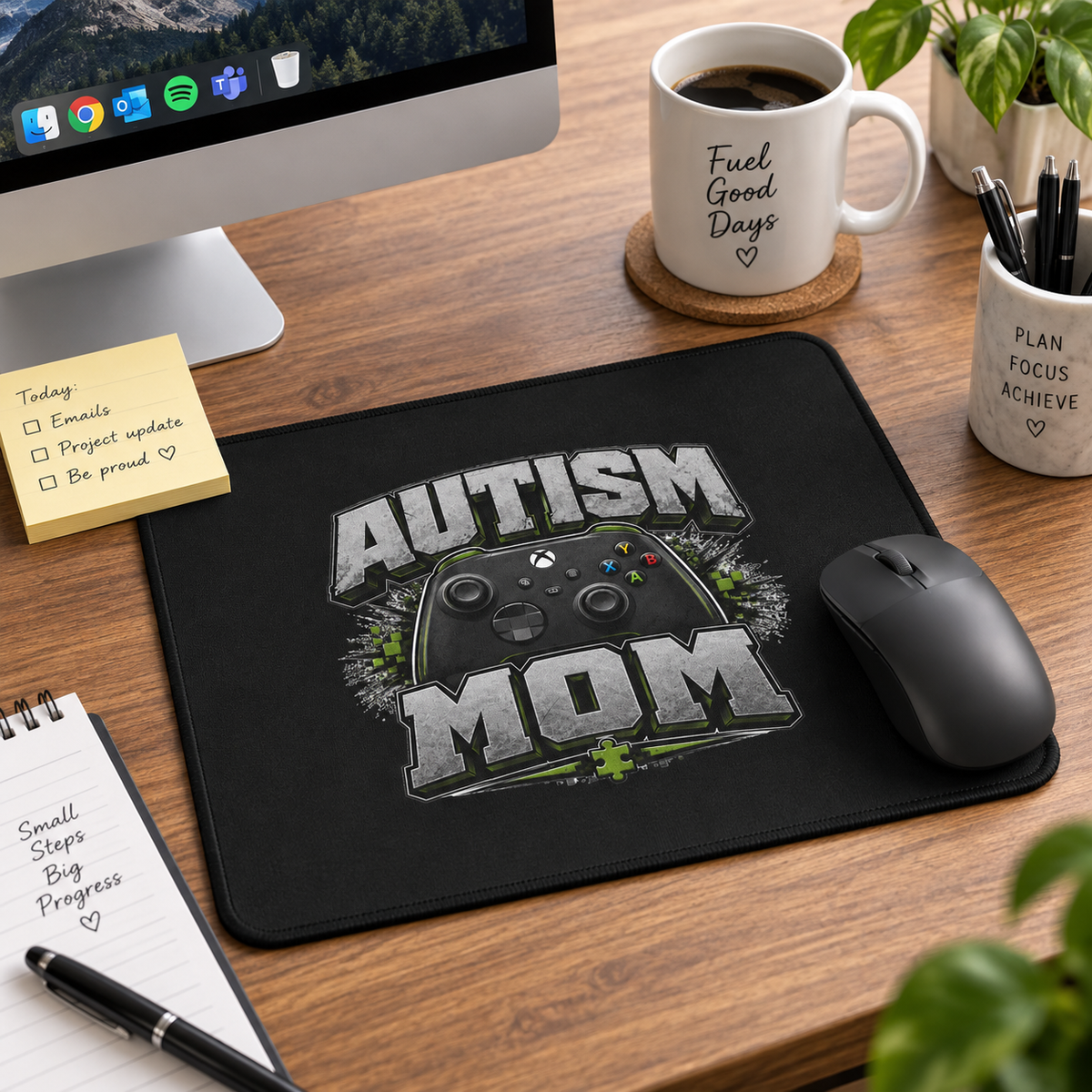 Autism Mom Gaming Mouse Pad | Non-Slip Controller Puzzle Piece Desk Mat | Autism Awareness Gift for Gamers