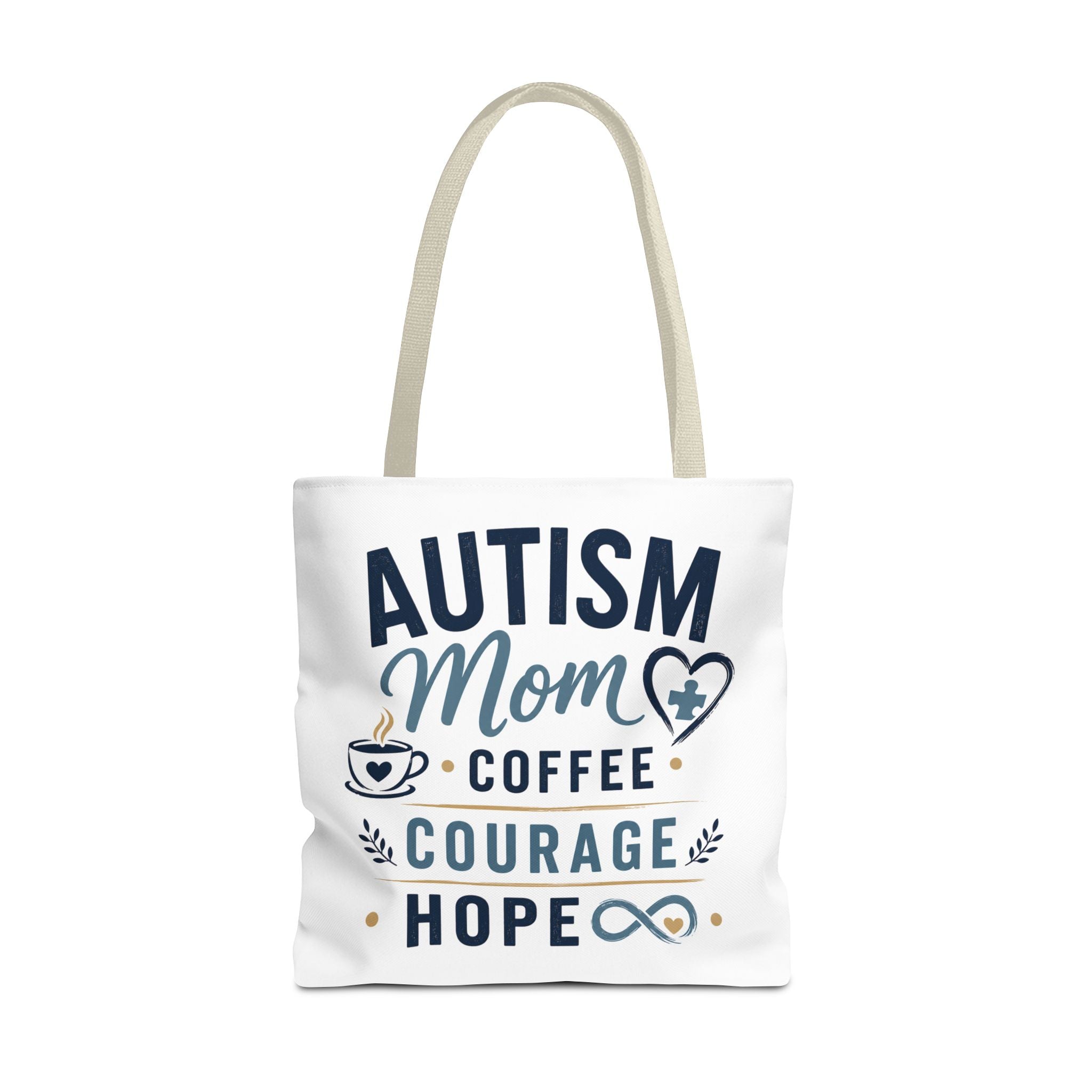 Autism Mom Coffee Courage Hope Tote Bag | Autism Acceptance Gift for Mom | Neurodiversity Canvas Tote | Special Needs Mom Bag