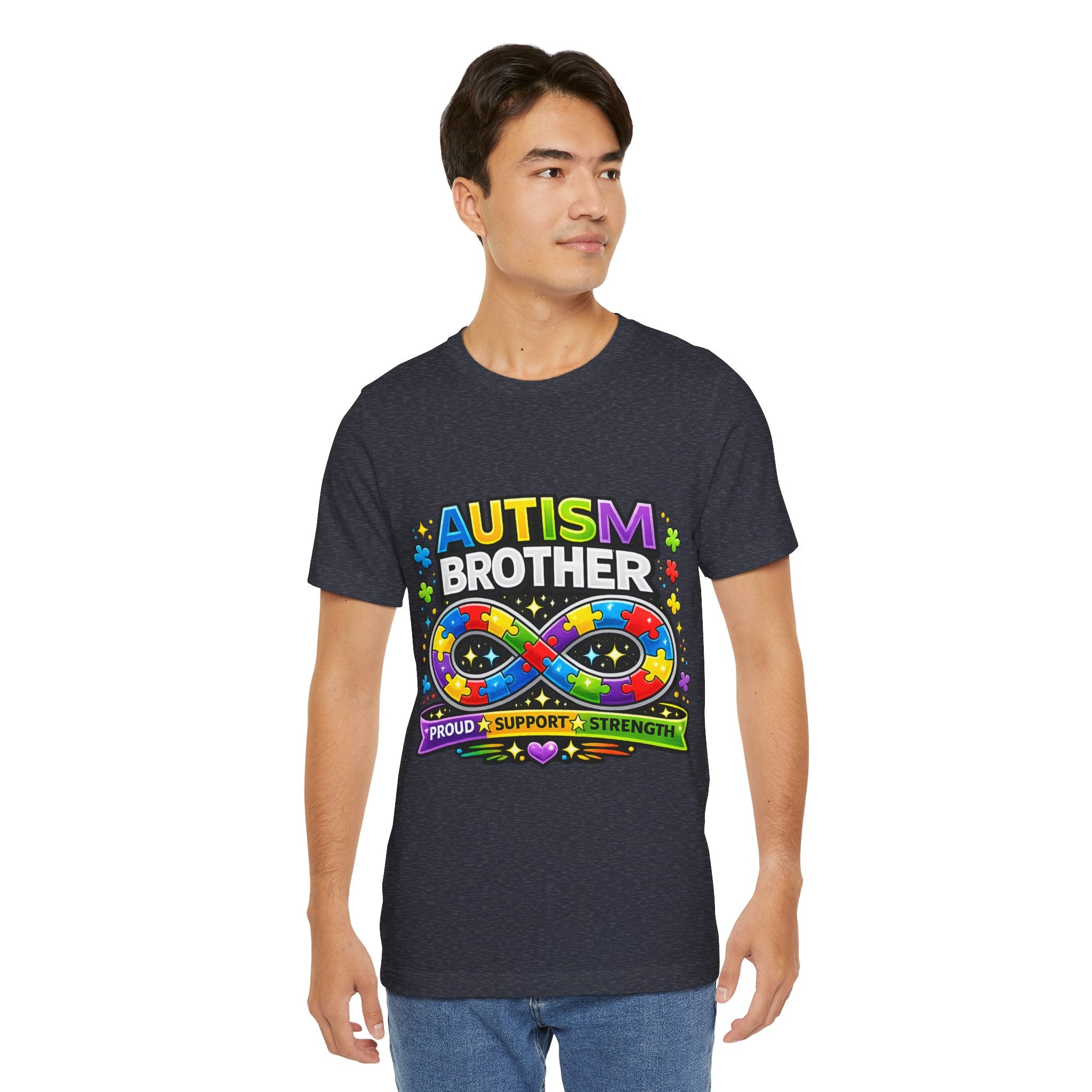 Autism Brother Infinity Puzzle Ribbon T-Shirt | Proud Support Strength