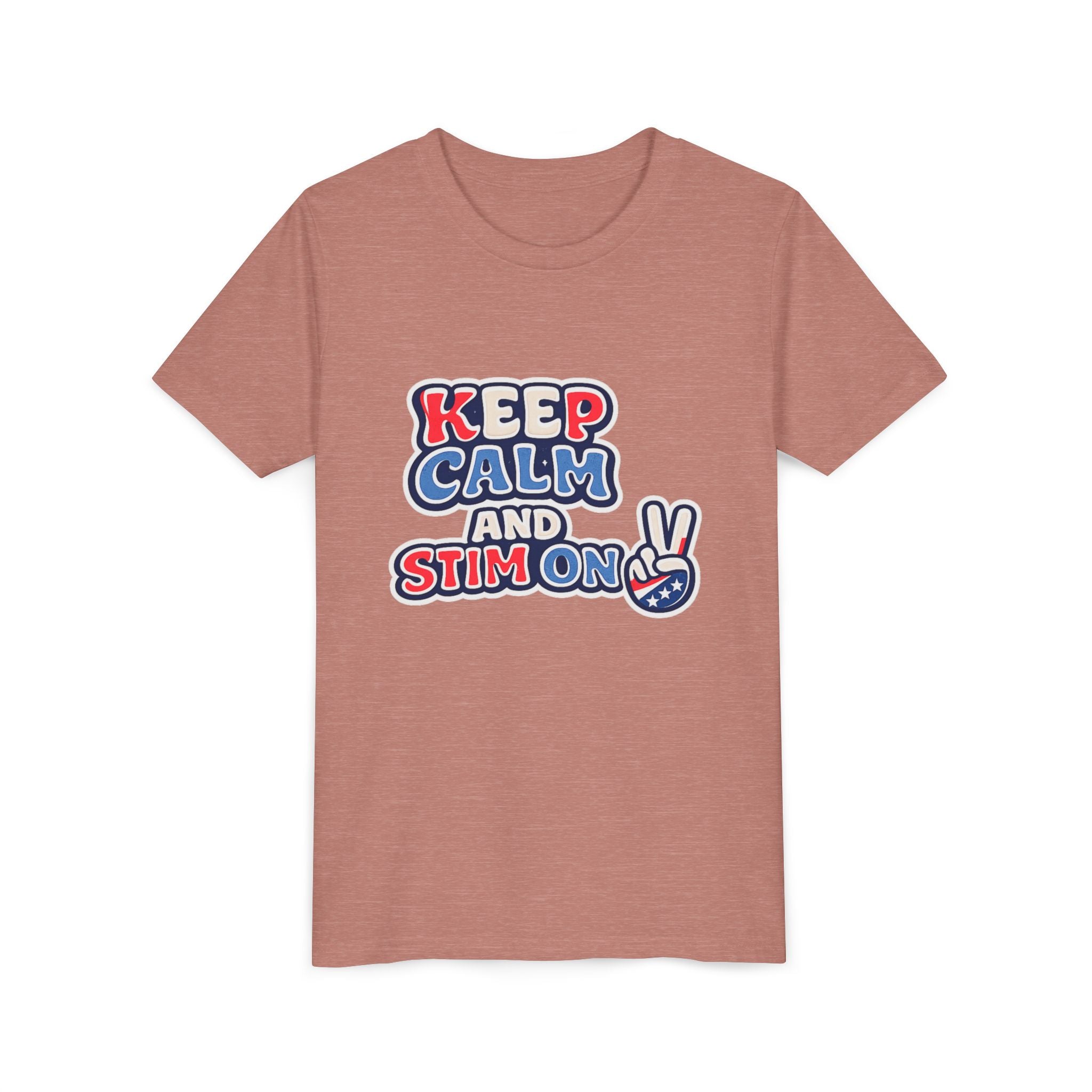Keep Calm and Stim On Youth Shirt Autism Awareness T Shirt Peace Sign Tee Neurodivergent Kids Sensory Shirt Special Needs Gift