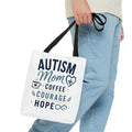 Autism Mom Coffee Courage Hope Tote Bag | Autism Acceptance Gift for Mom | Neurodiversity Canvas Tote | Special Needs Mom Bag