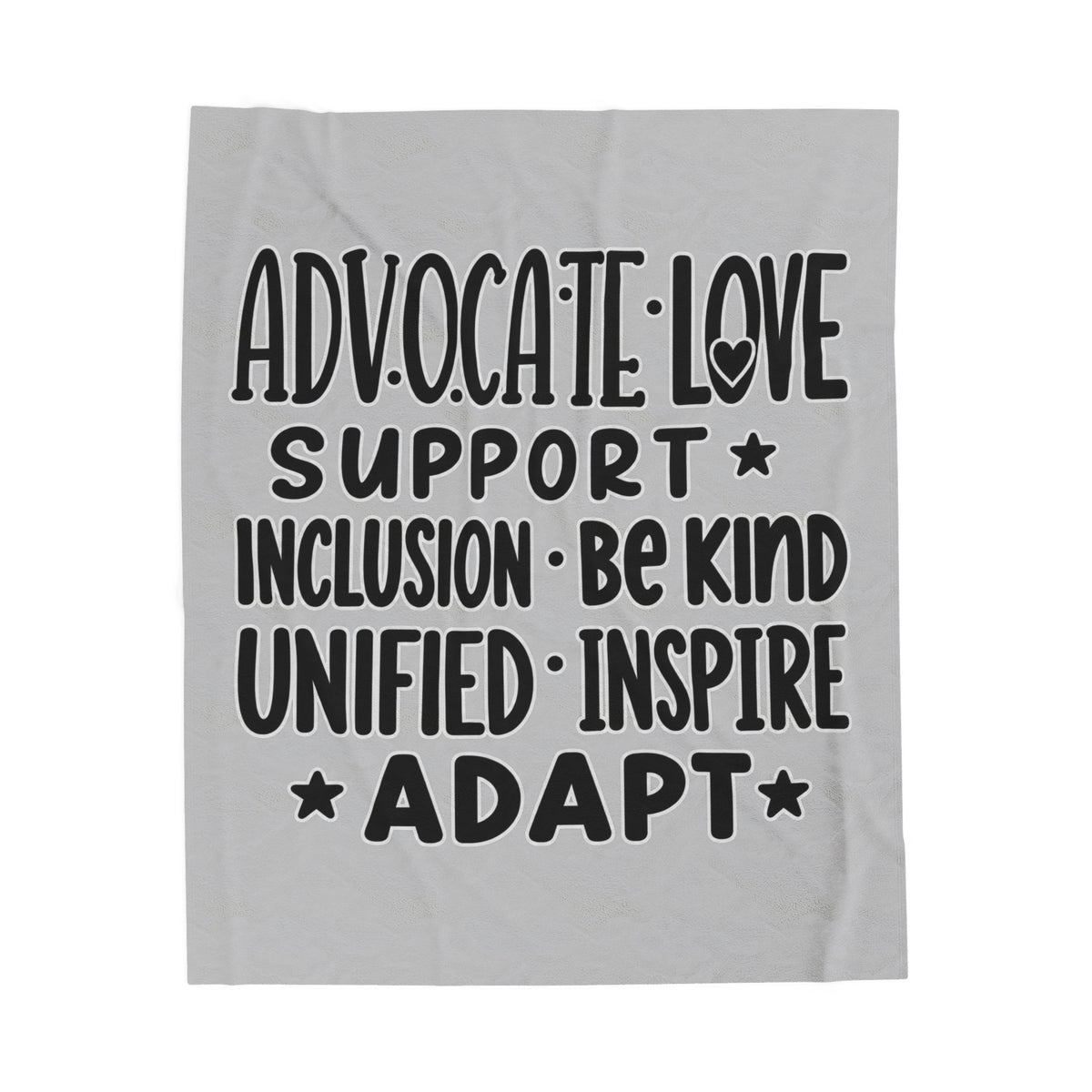 Advocate Support Inclusion Love Velveteen Blanket, Inspiring Word Art Throw, Disability Awareness Gift, Inclusive Cozy Home Decor