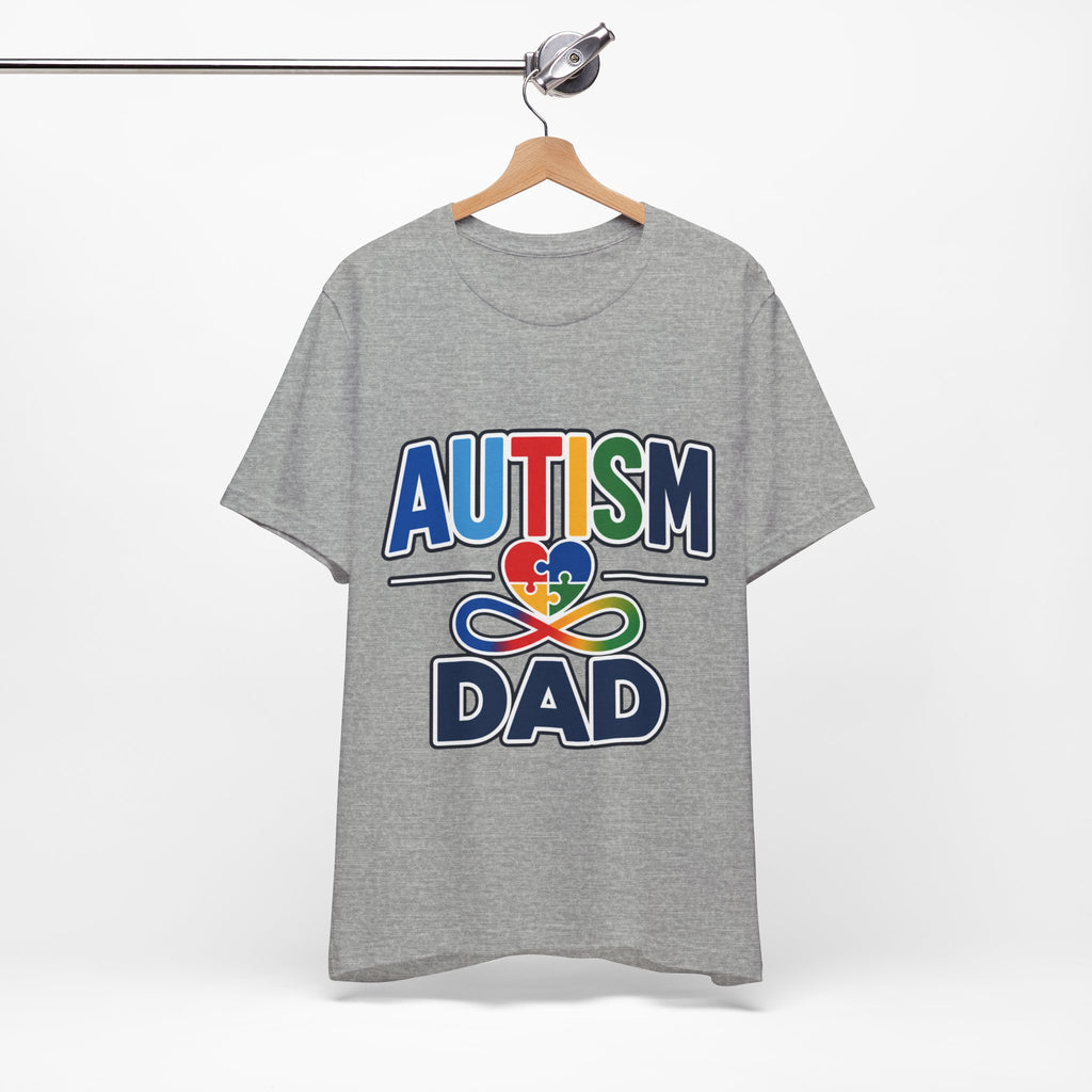 Autism Dad Shirt | Proud Autism Father T-Shirt | Colorful Puzzle Heart Infinity Design | Autism Awareness Gift for Dad | Autism Acceptance Tee