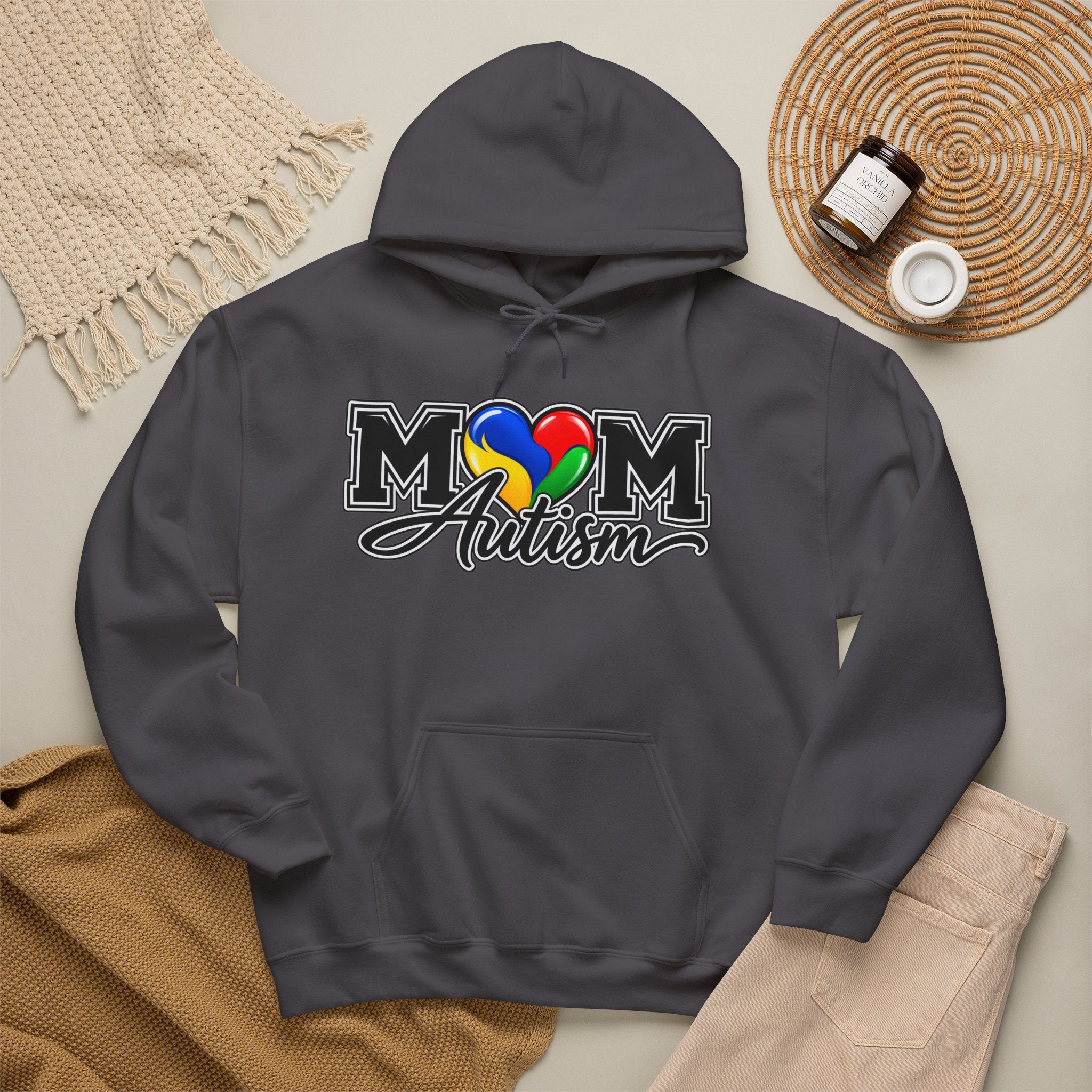Mom Autism Heart Puzzle Hoodie, Autism Awareness Sweatshirt, Autism Mom Gift Crewneck, Autism Acceptance Family Apparel
