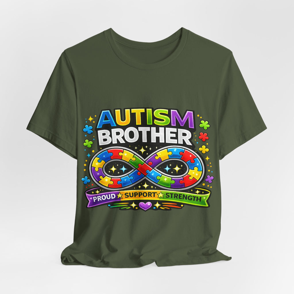 Autism Brother Infinity Puzzle Ribbon T-Shirt | Proud Support Strength